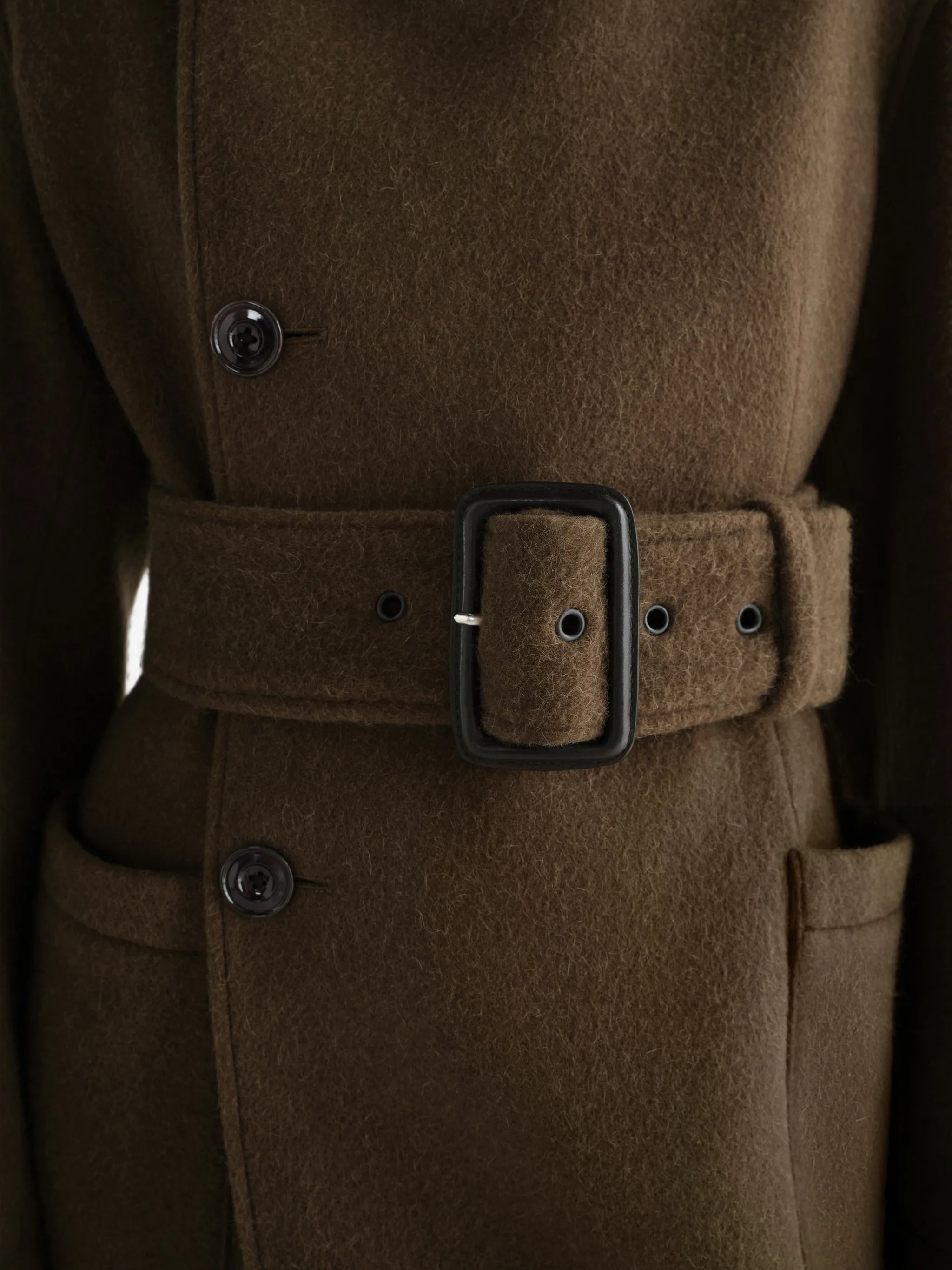 fitted wrap coat in felted wool and alpaca blend