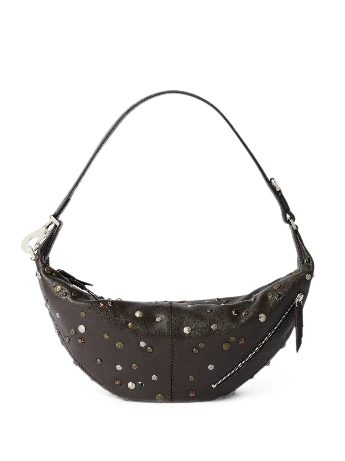 mini quiver clip bag in satellite-studded grained buffalo leather