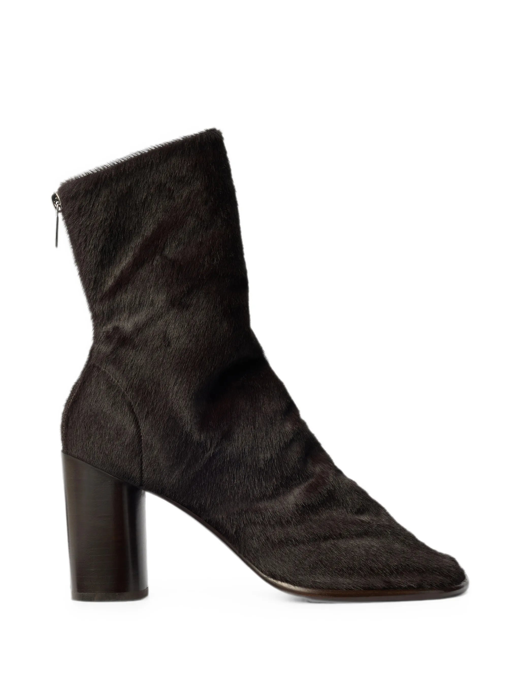 80mm Glove heeled ankle boots in pony-style leather