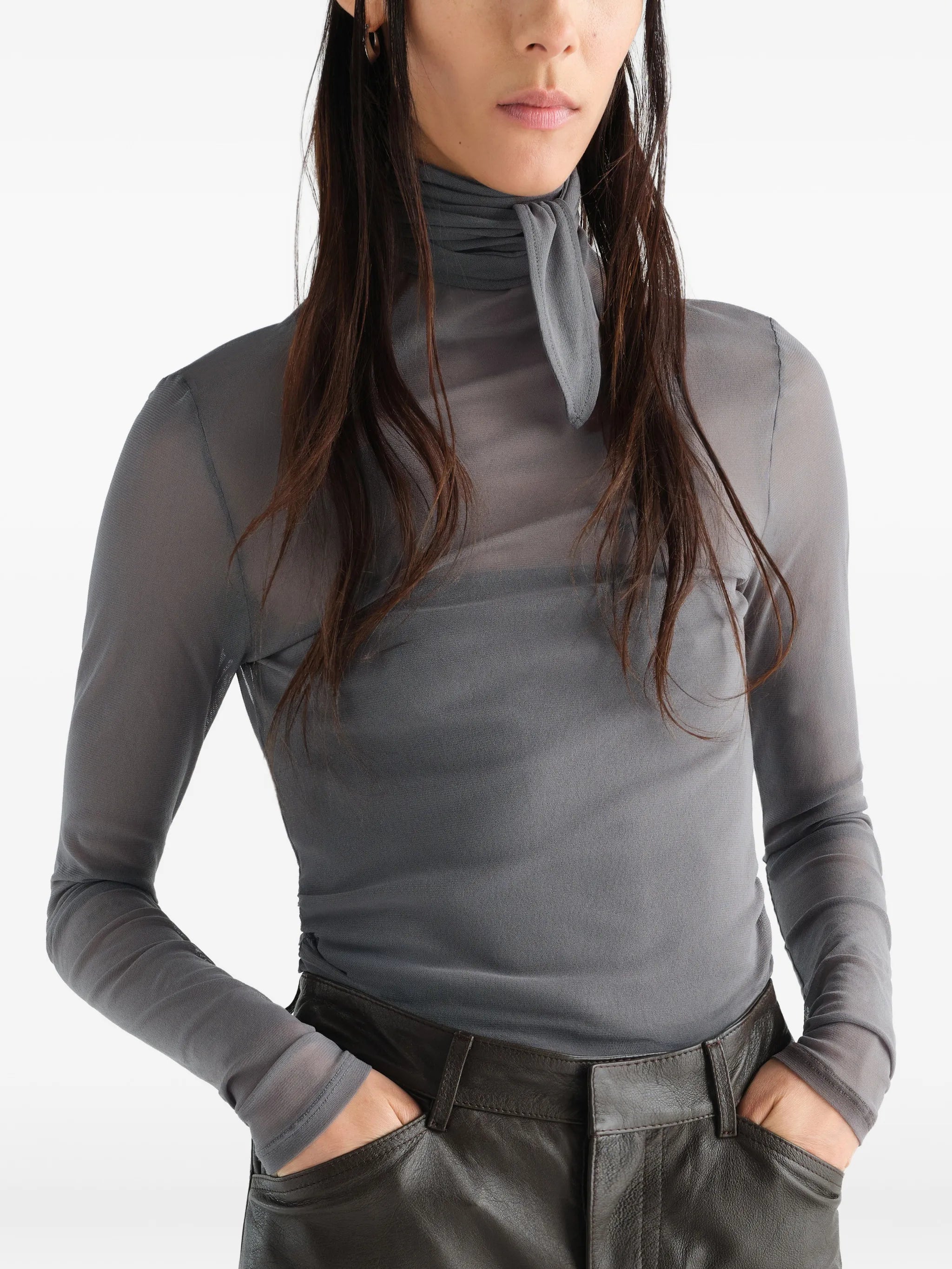 ballerina scarf top in mesh jersey