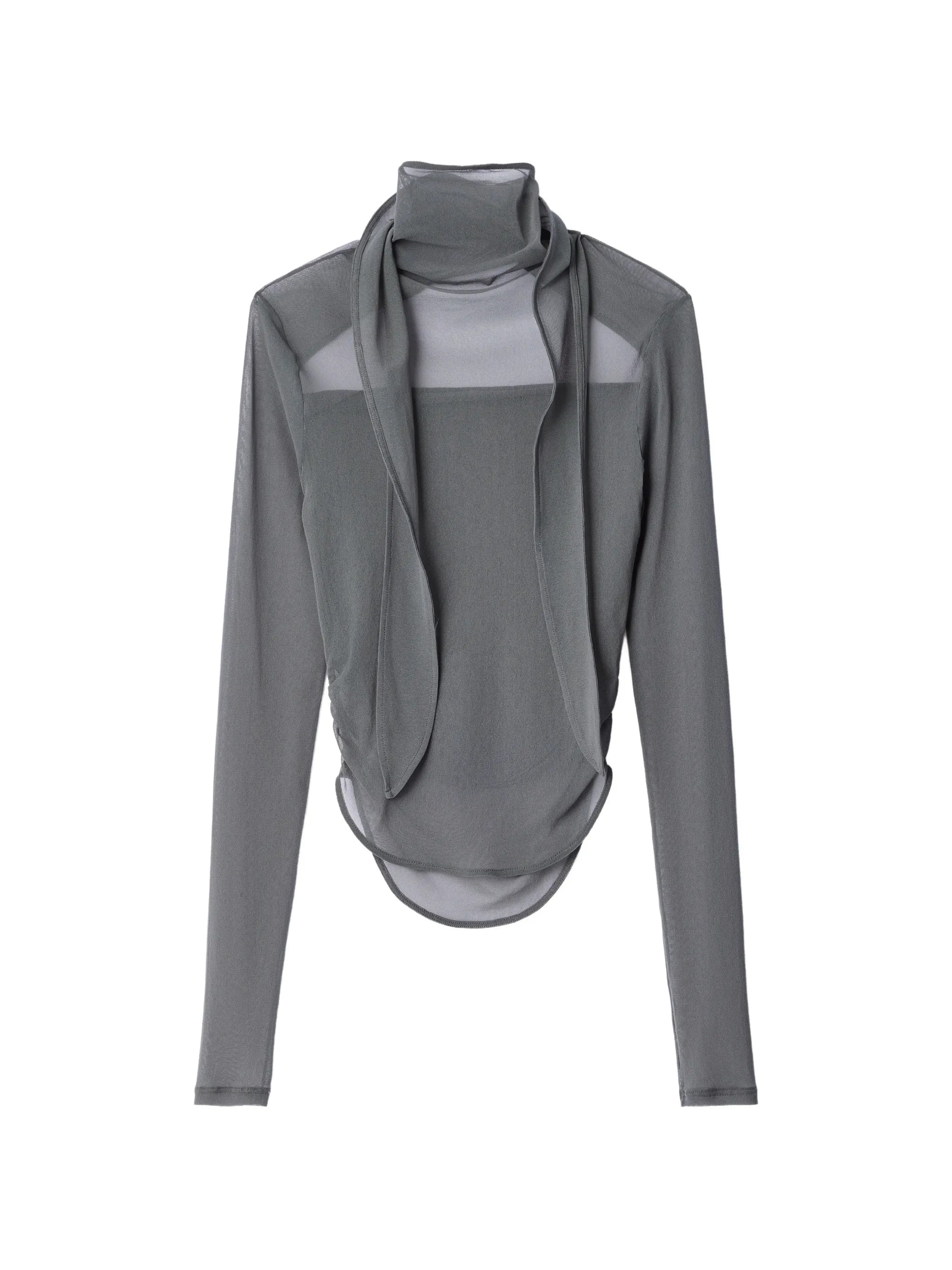 ballerina scarf top in mesh jersey