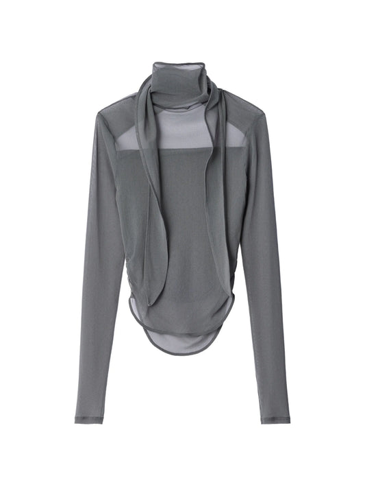 ballerina scarf top in mesh jersey