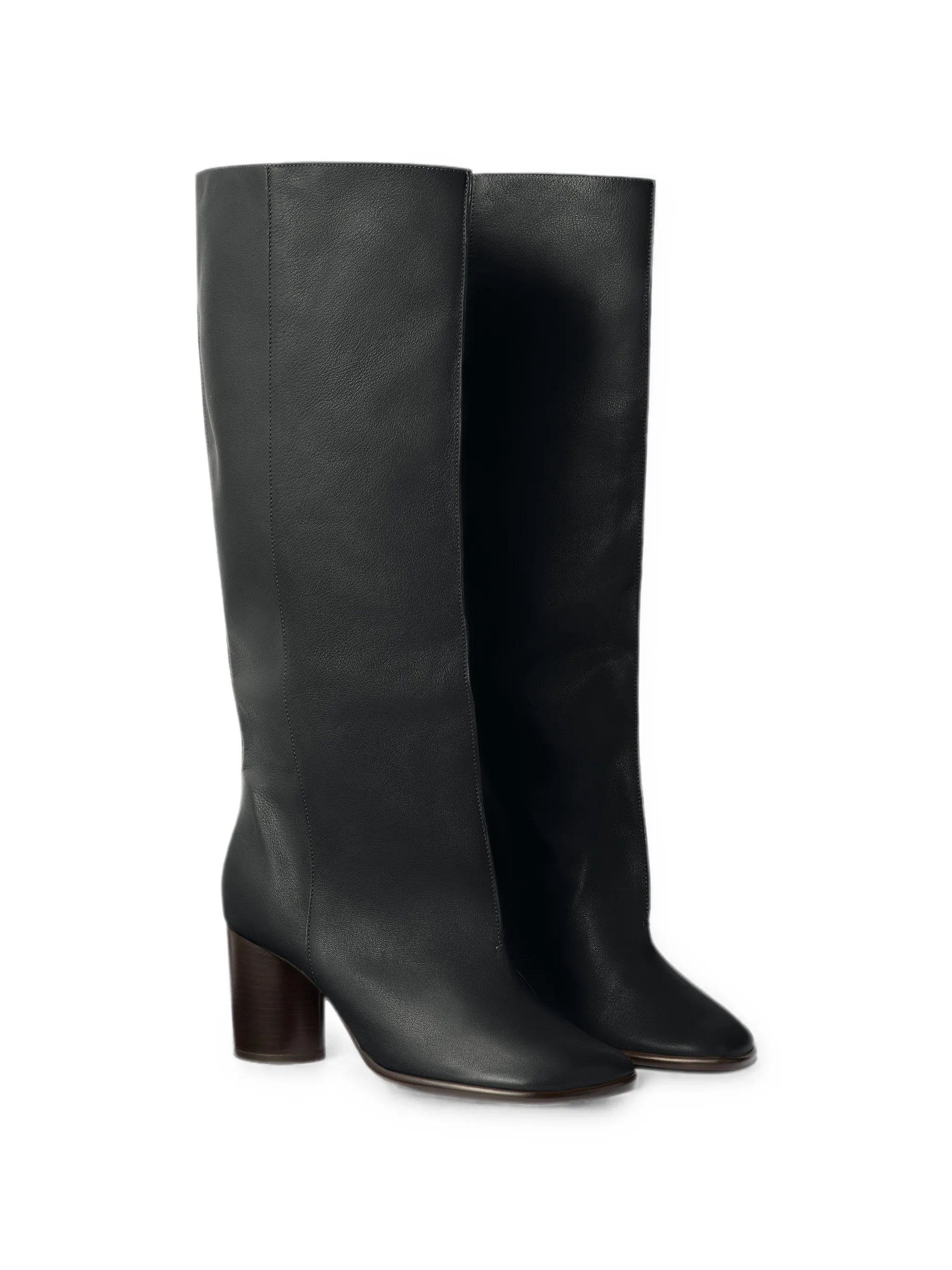 Crease Sleeve boots in soft glossy leather