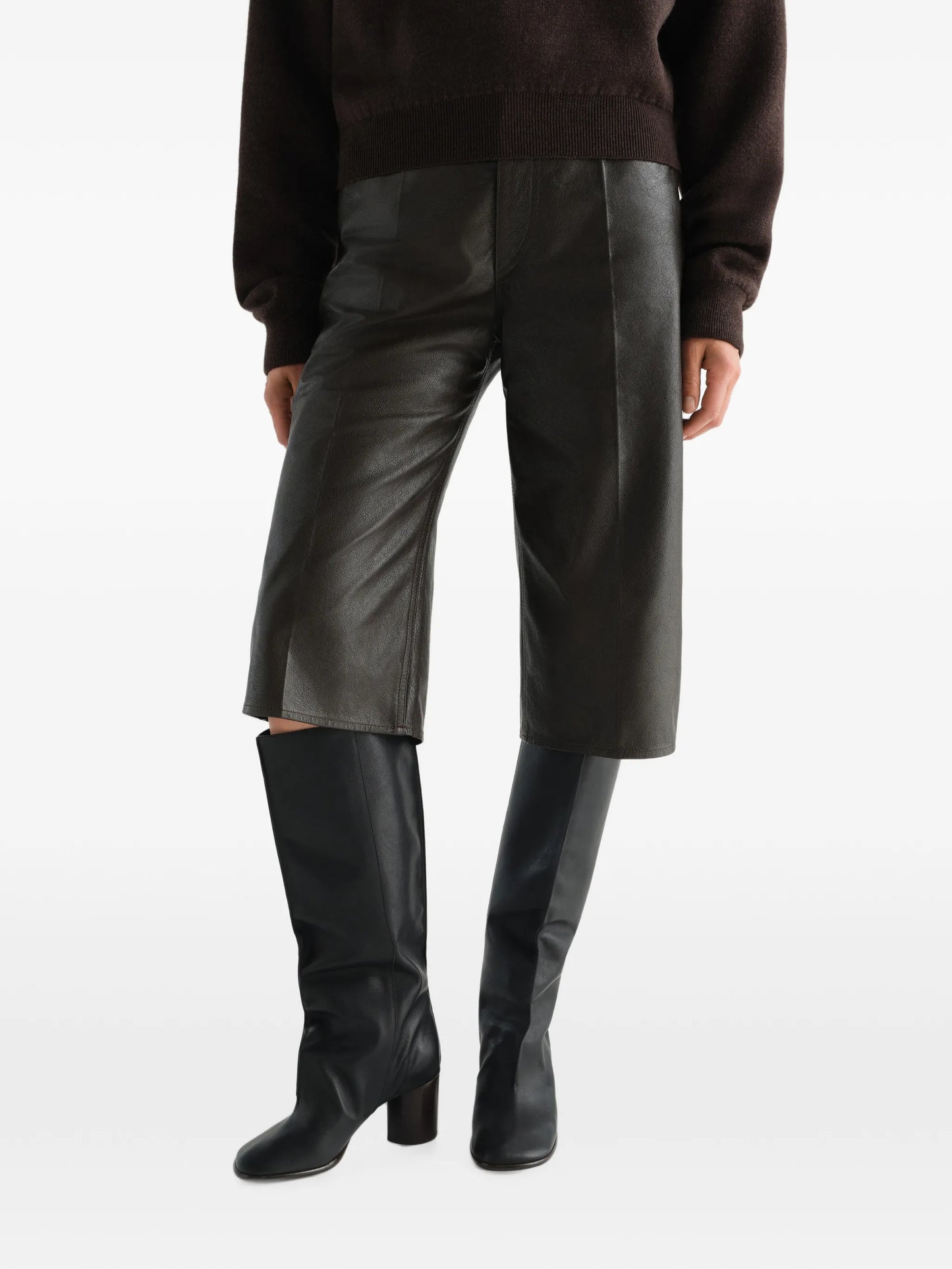 Crease Sleeve boots in soft glossy leather