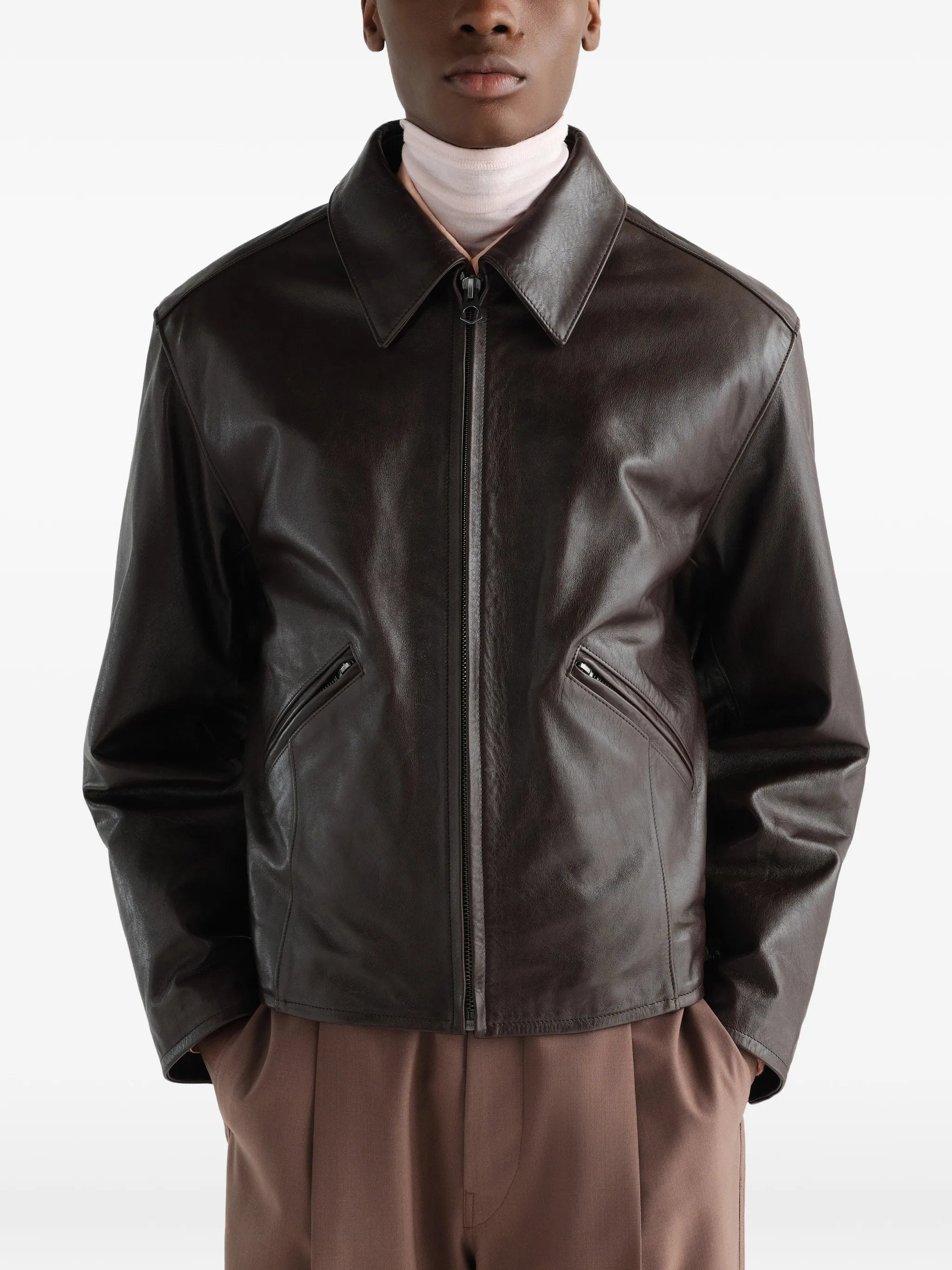 biker jacket in grained leather