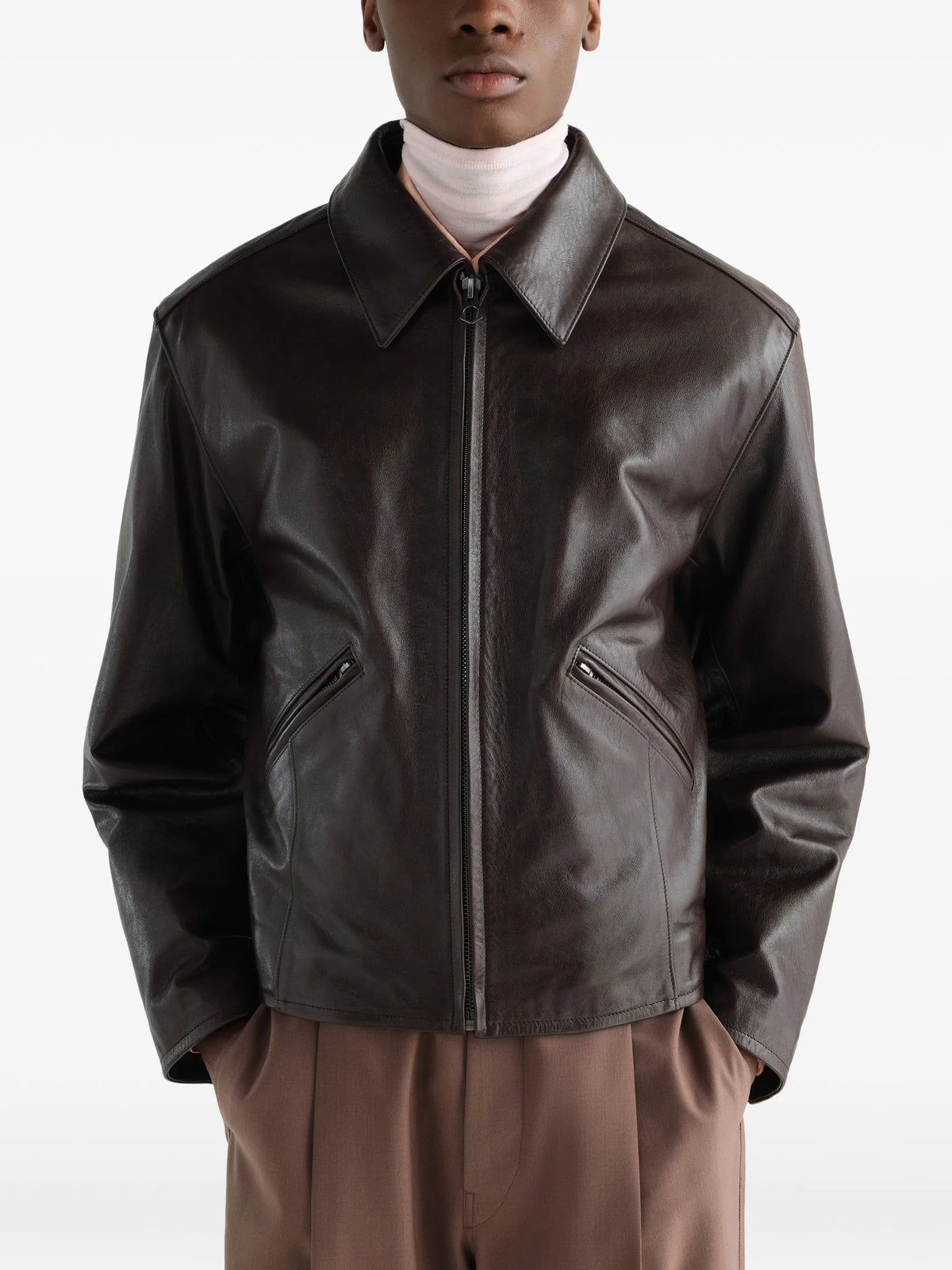 biker jacket in grained leather