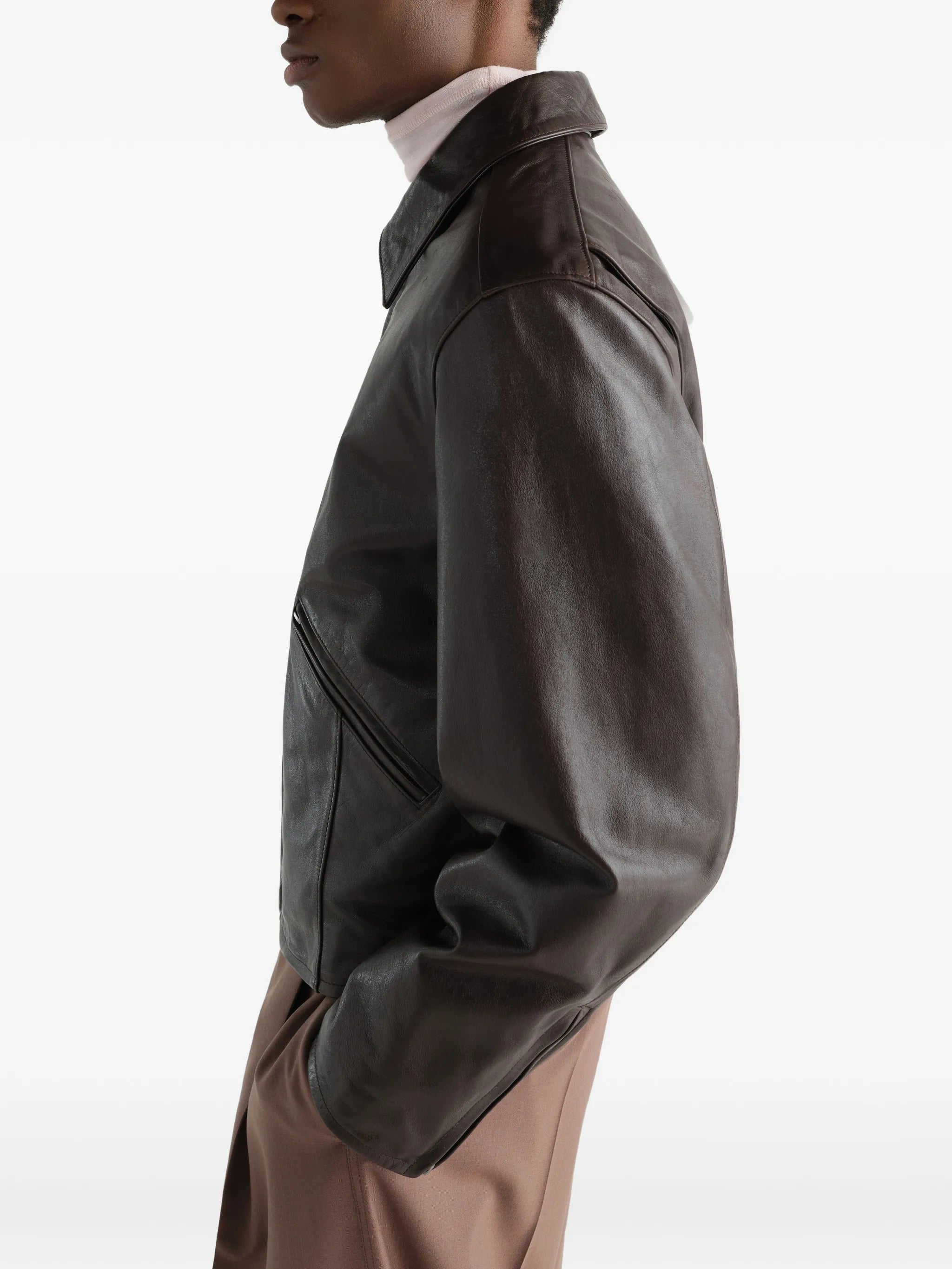 biker jacket in grained leather