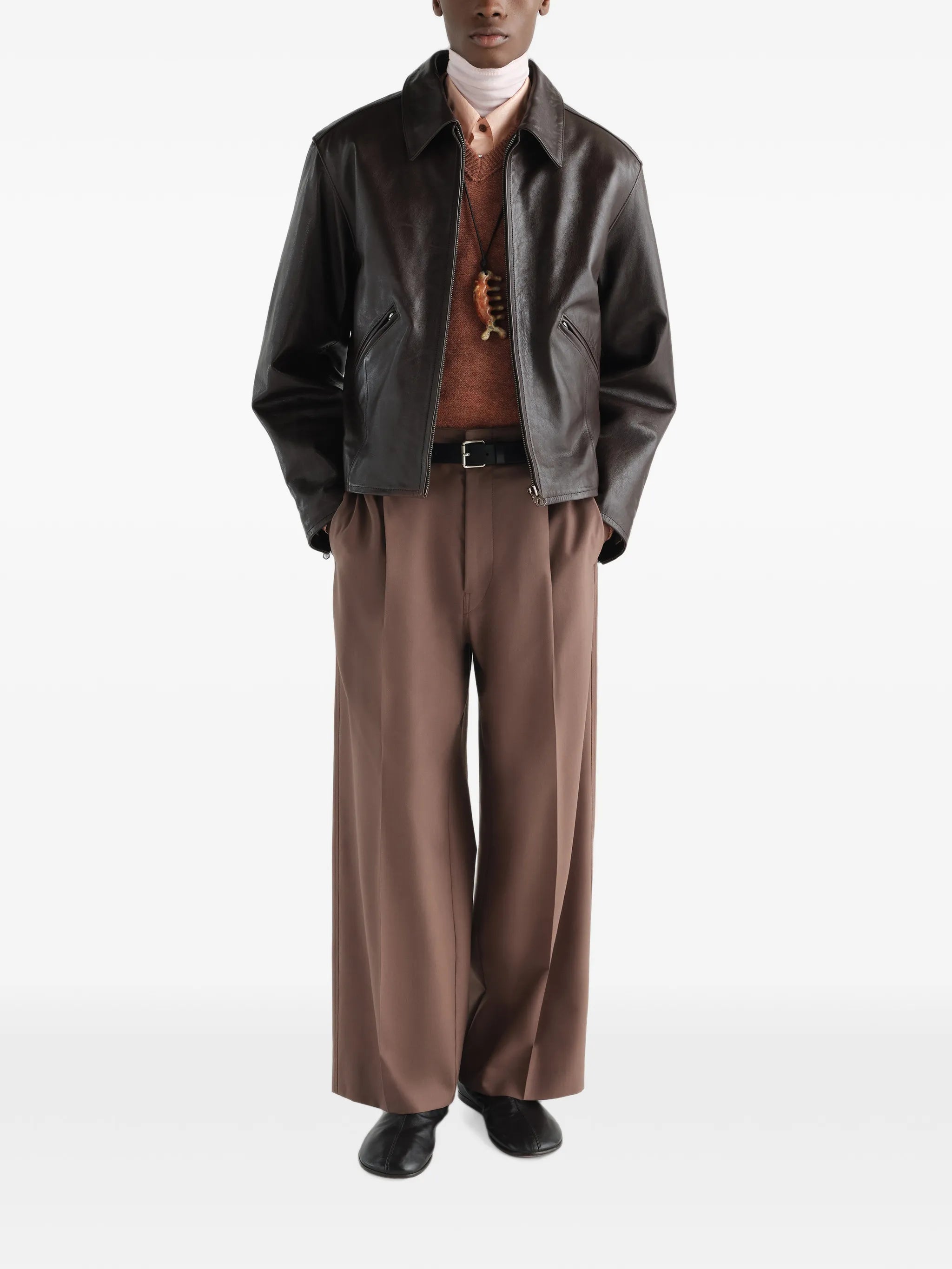 biker jacket in grained leather