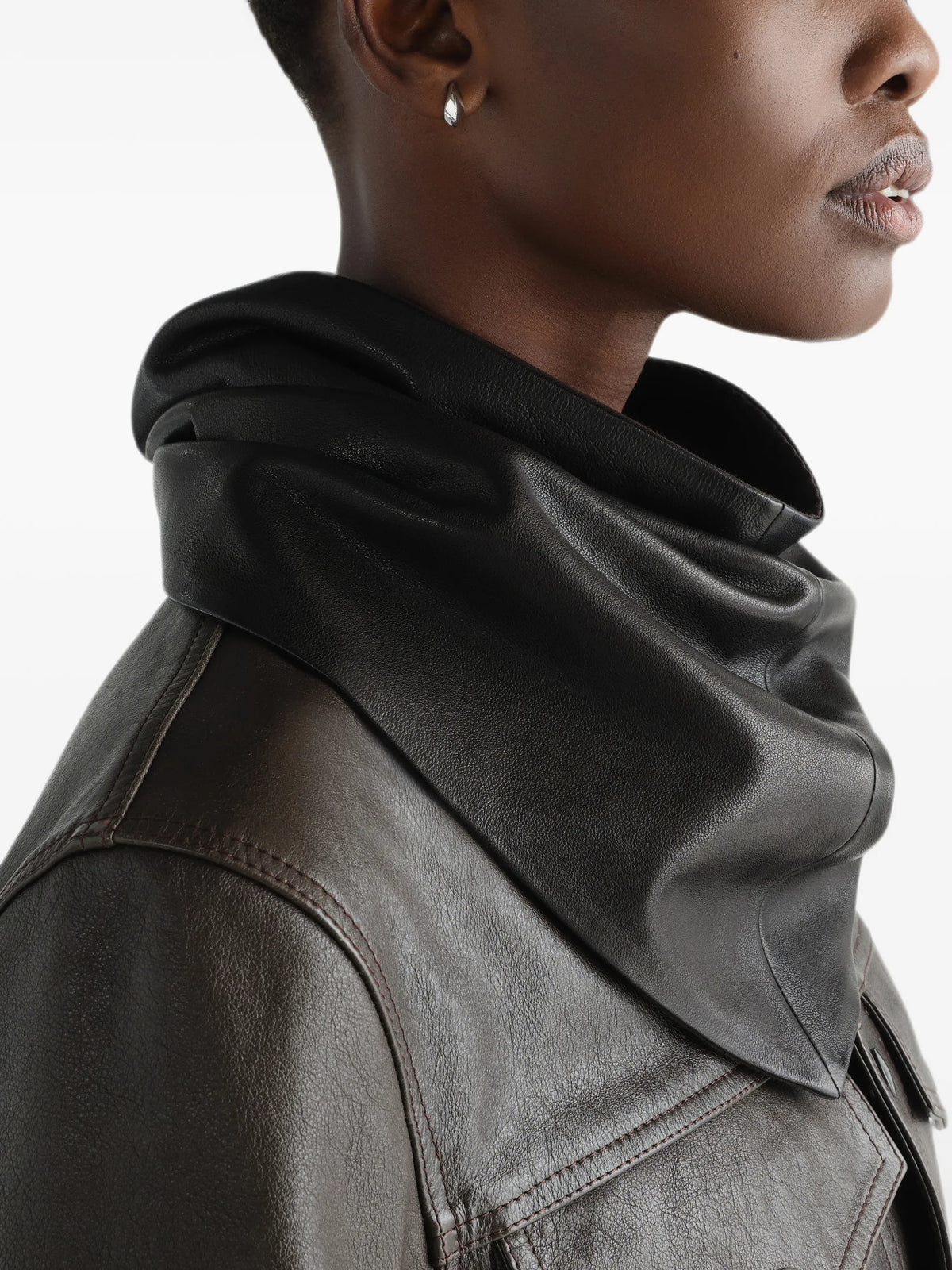 large leather triangle scarf in soft nappa lamb