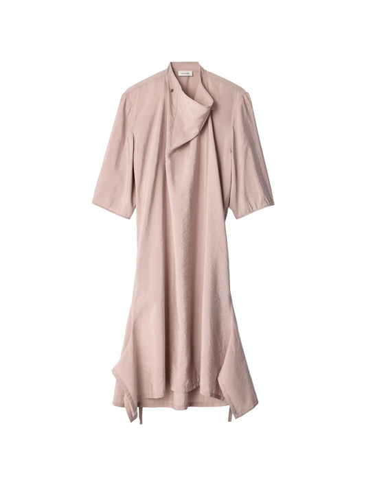 soft-collar dress in dry silk