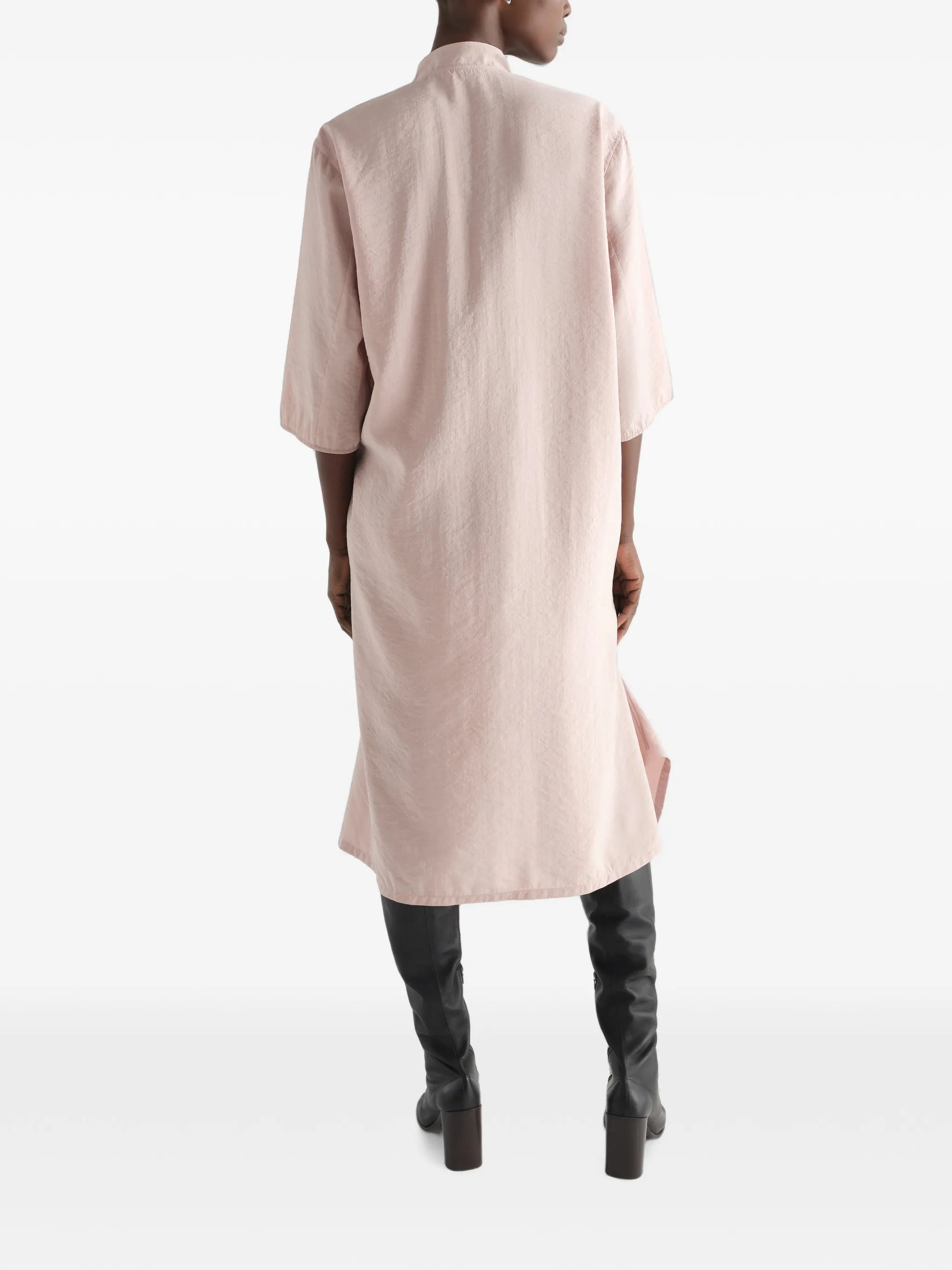 soft-collar dress in dry silk