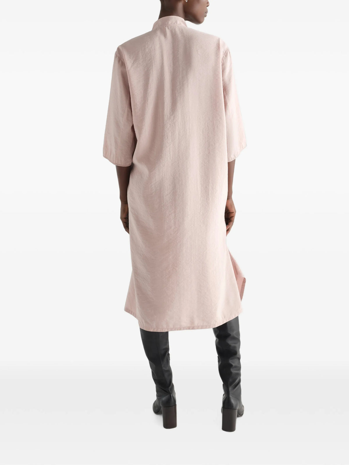 soft-collar dress in dry silk