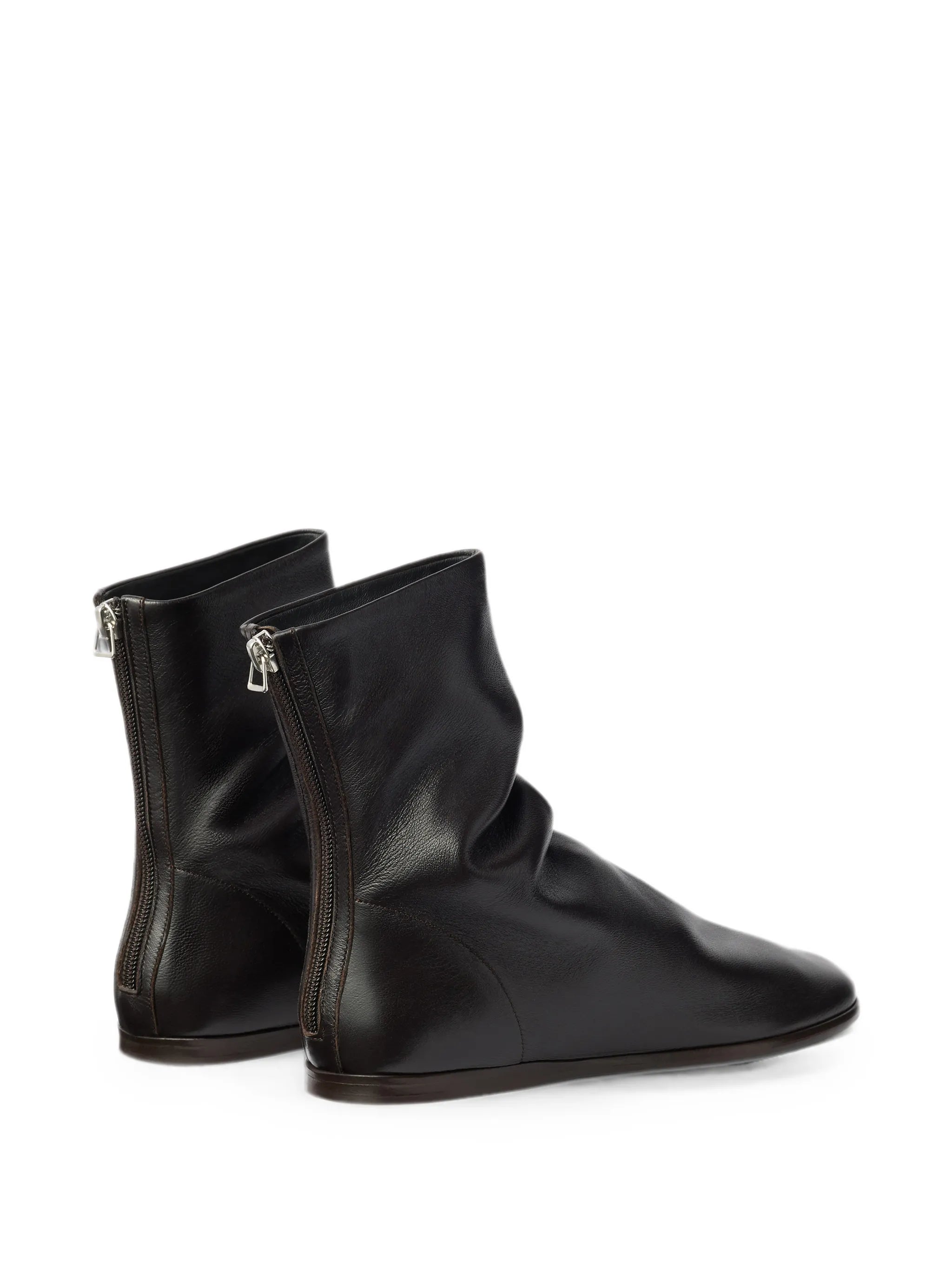 flat Glove ankle boots in shiny nappa lambskin
