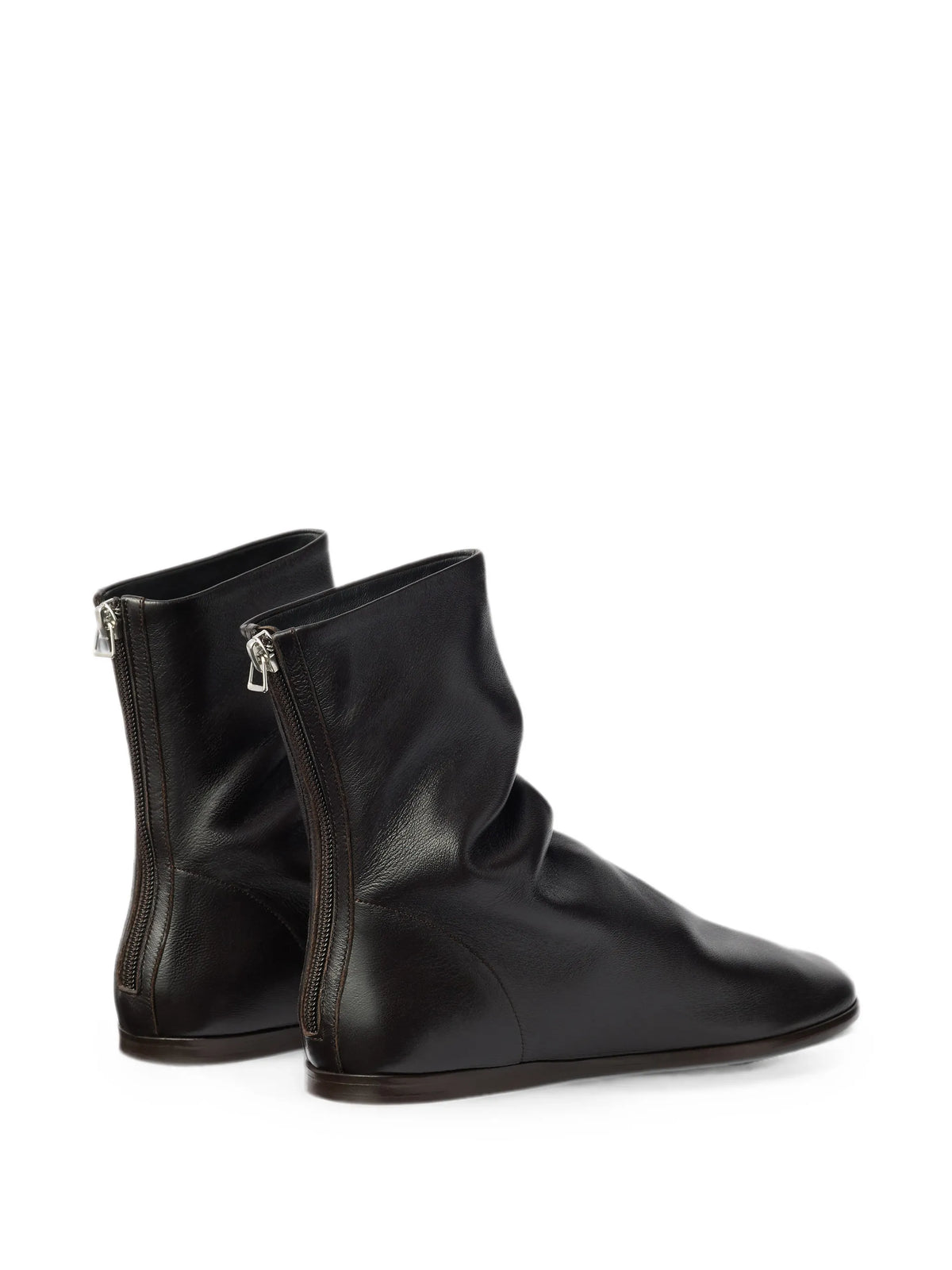 flat Glove ankle boots in shiny nappa lambskin