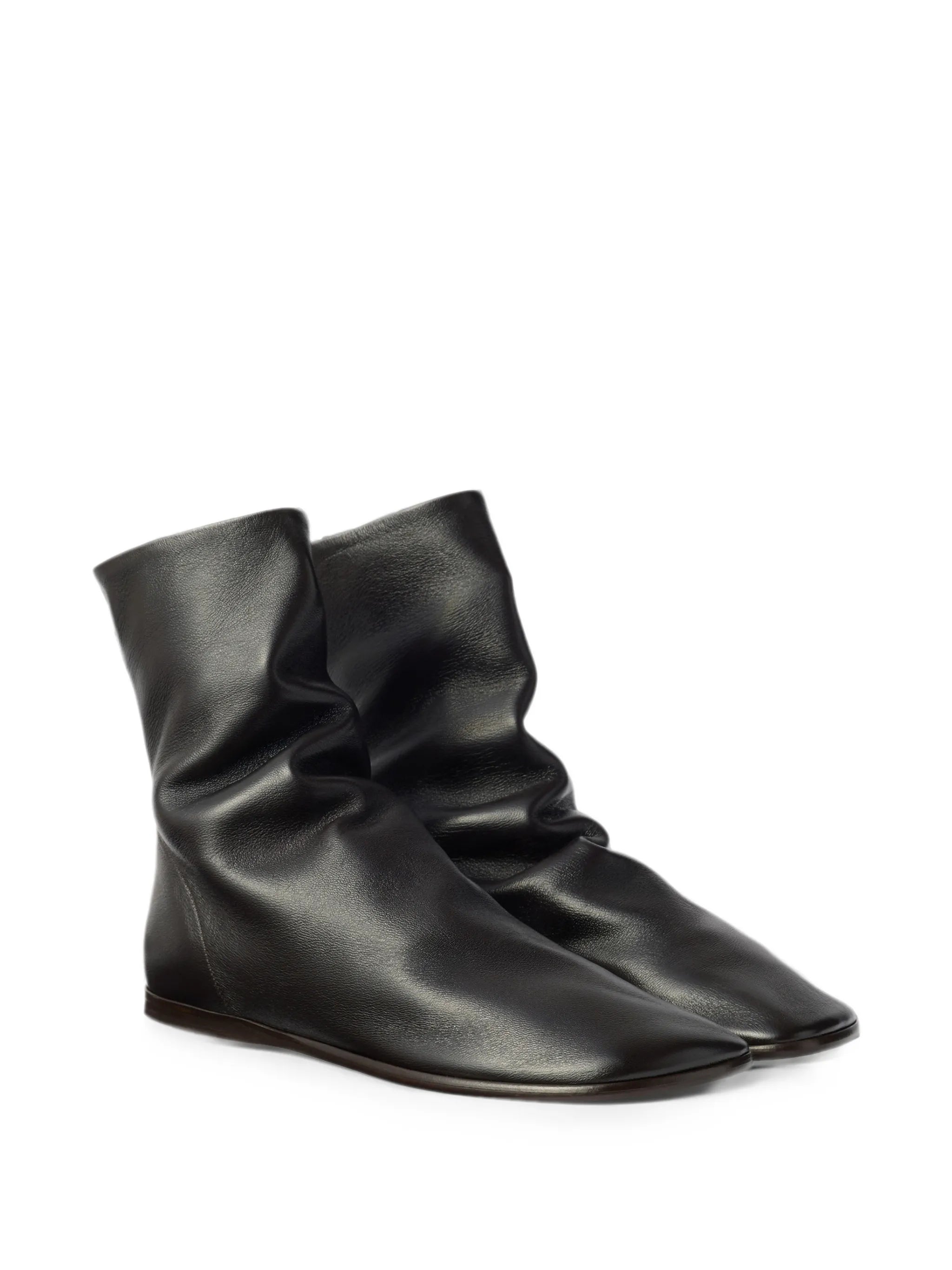 flat Glove ankle boots in shiny nappa lambskin