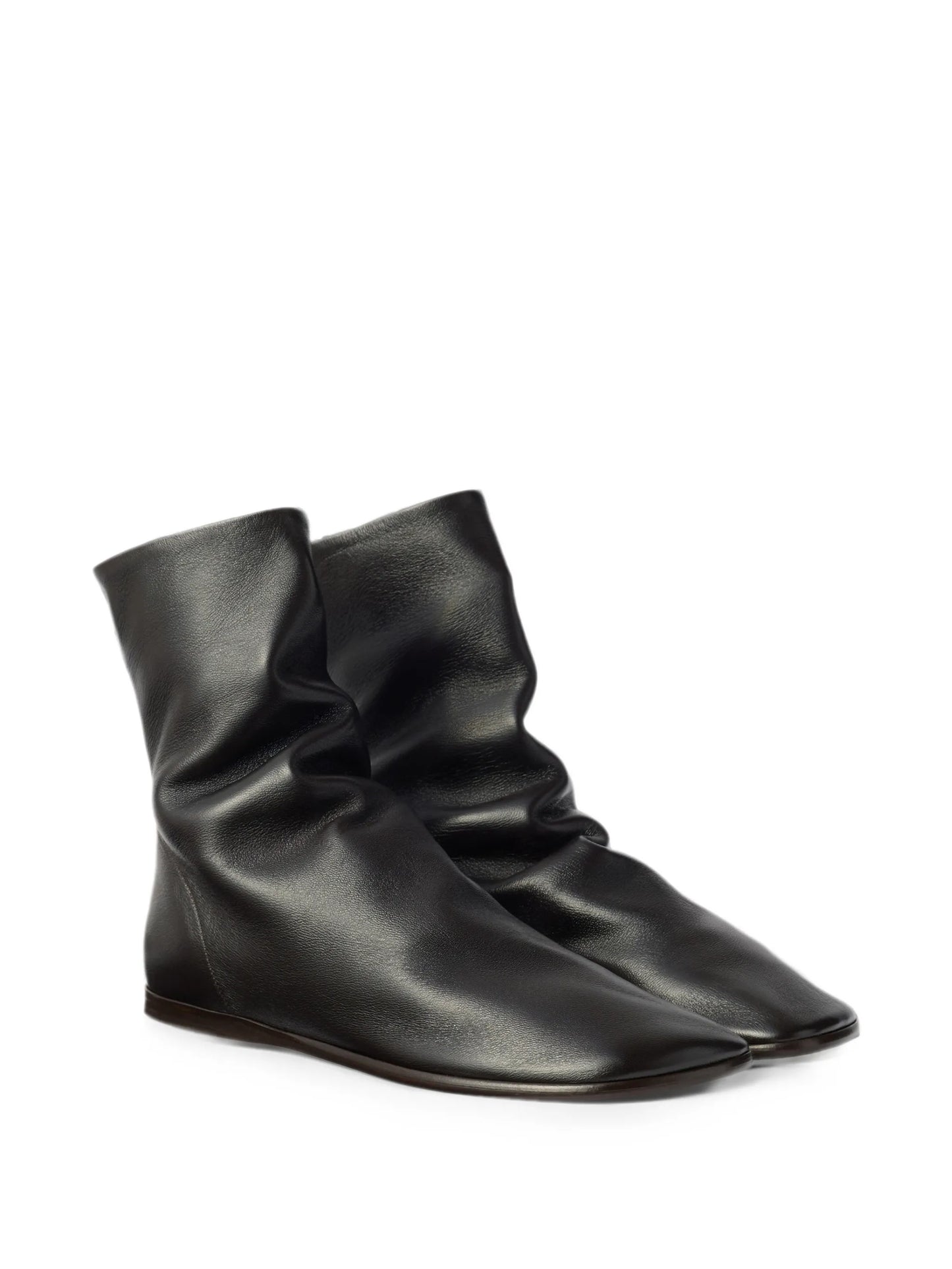 flat Glove ankle boots in shiny nappa lambskin