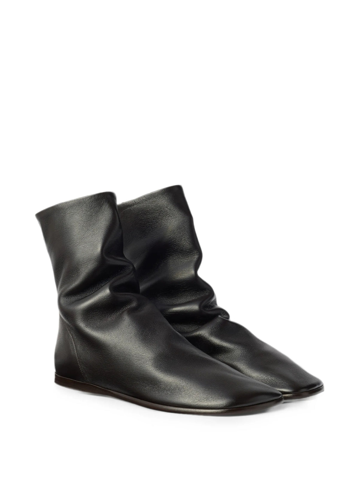 flat Glove ankle boots in shiny nappa lambskin