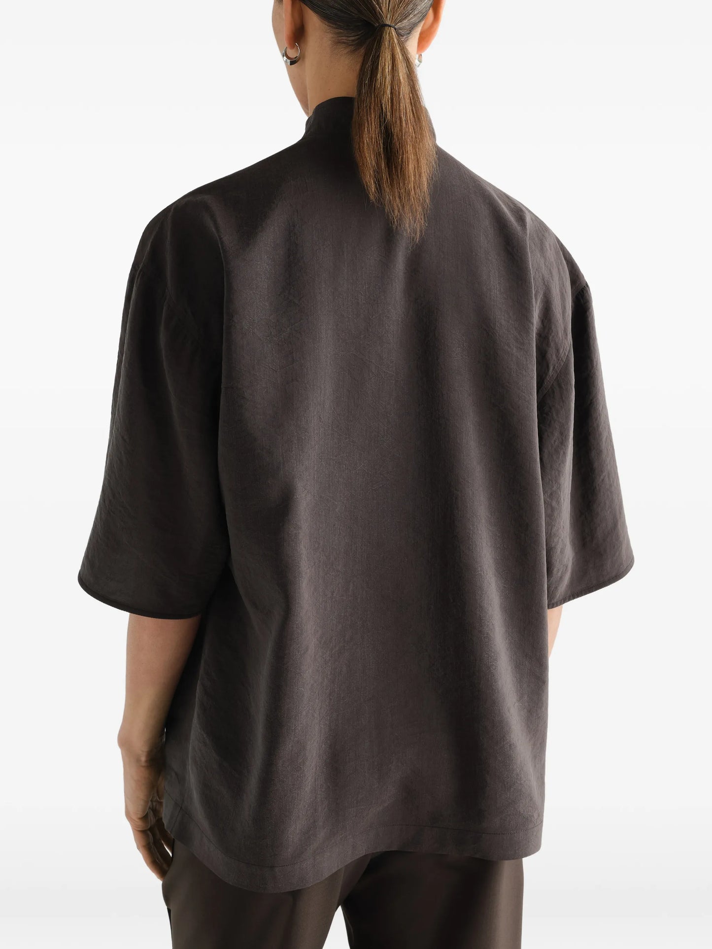 soft collar top in dry silk