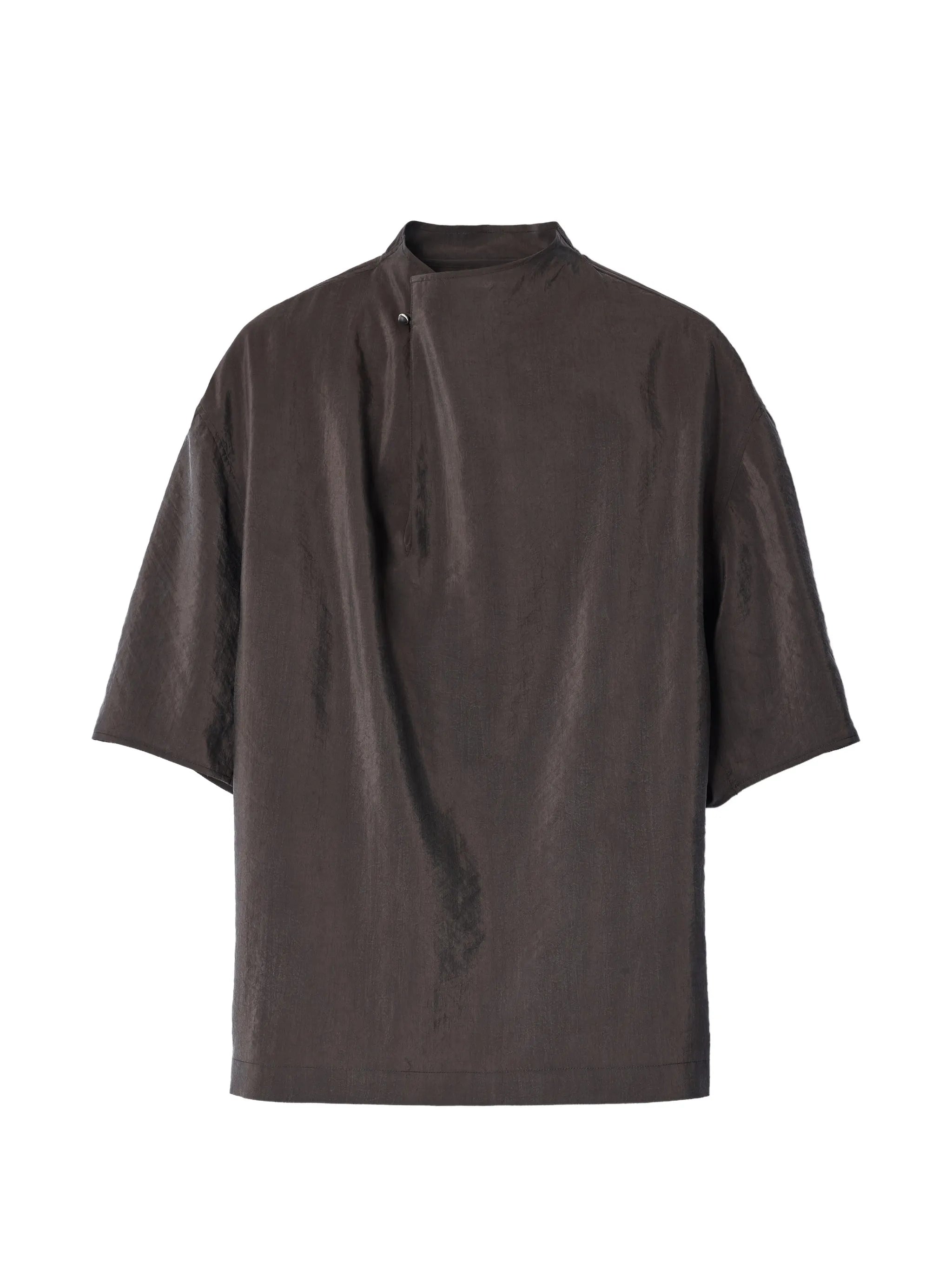 soft collar top in dry silk