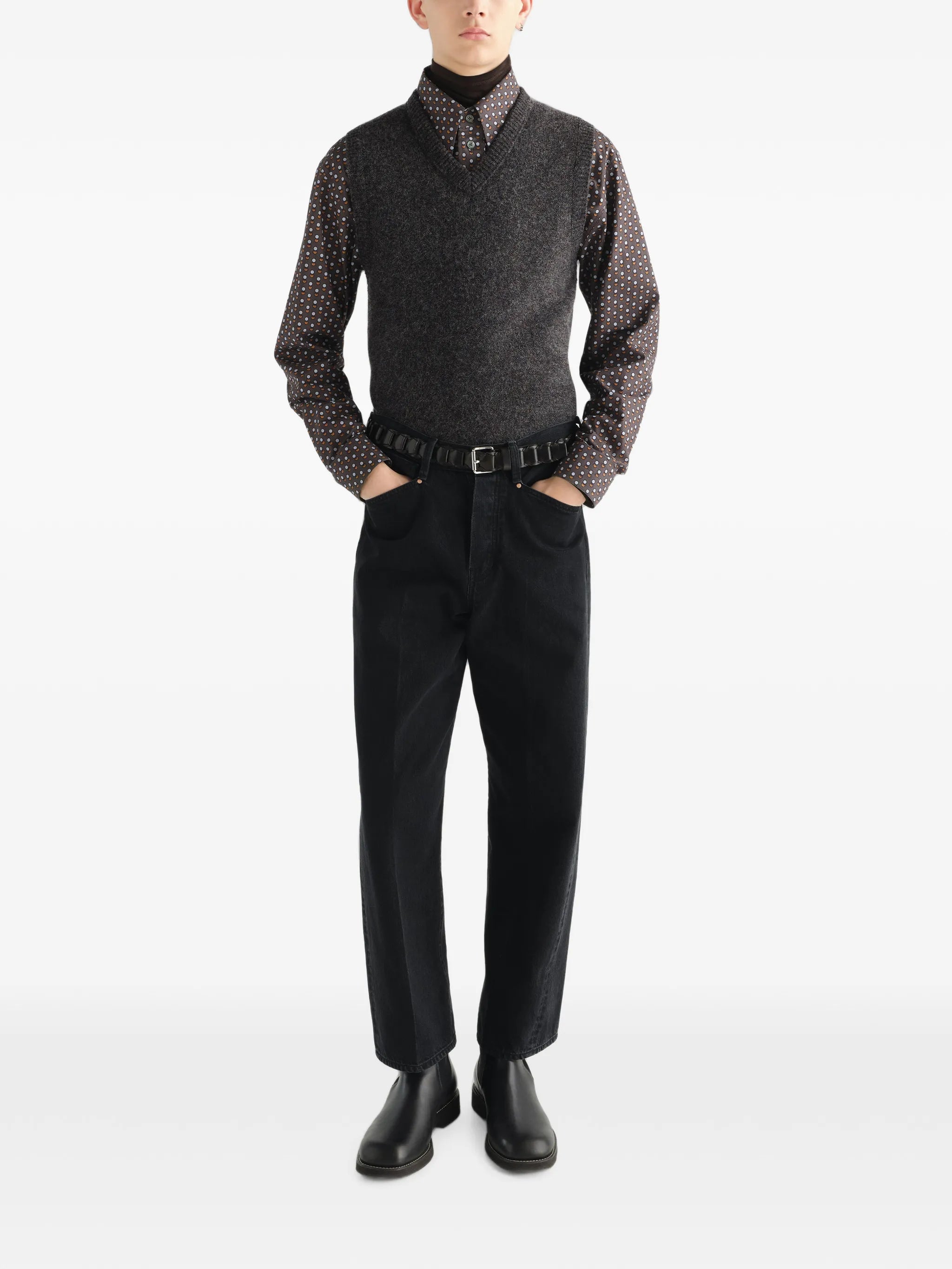 straight five-pocket pants in washed selvedge denim