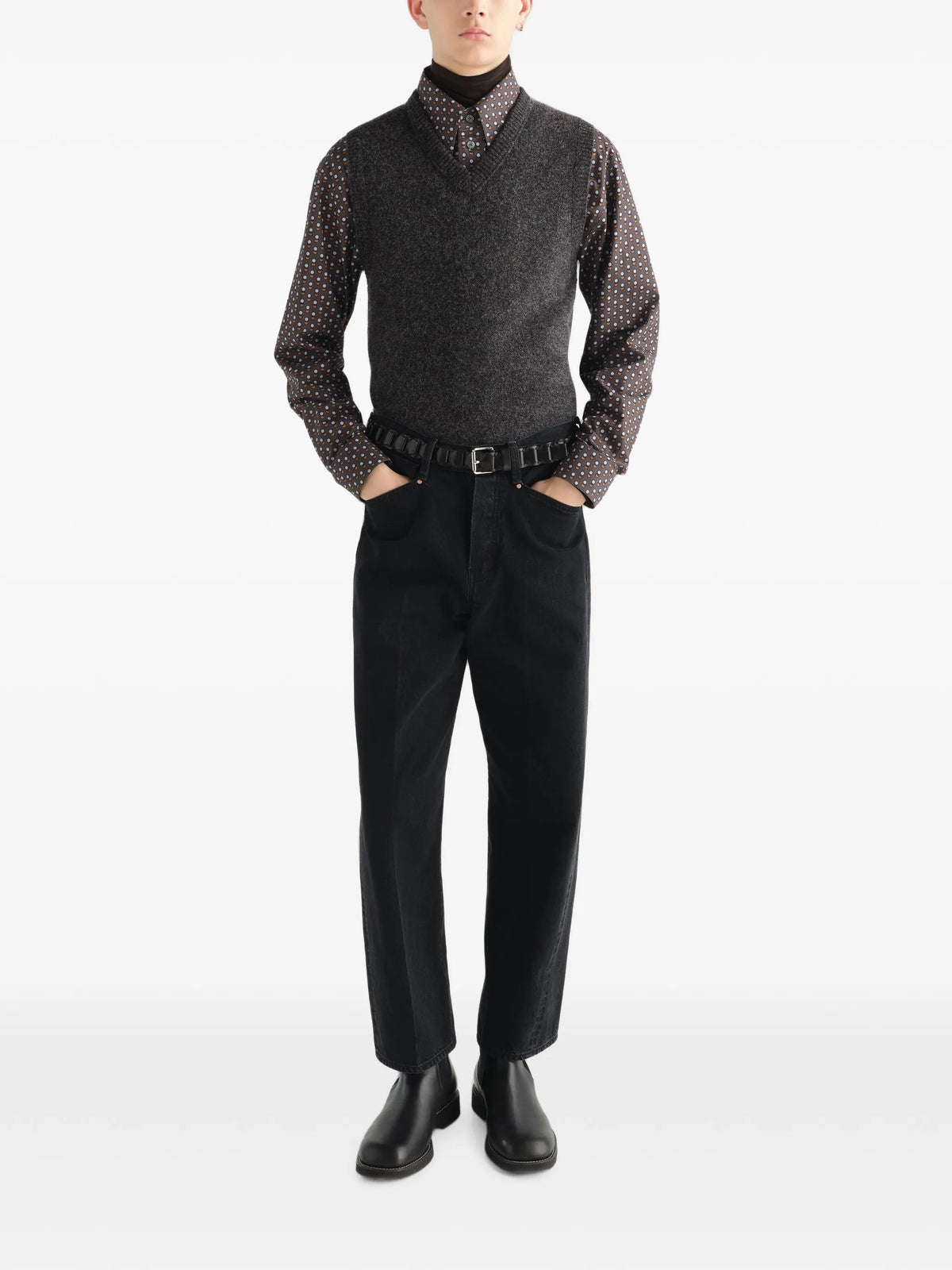 straight five-pocket pants in washed selvedge denim