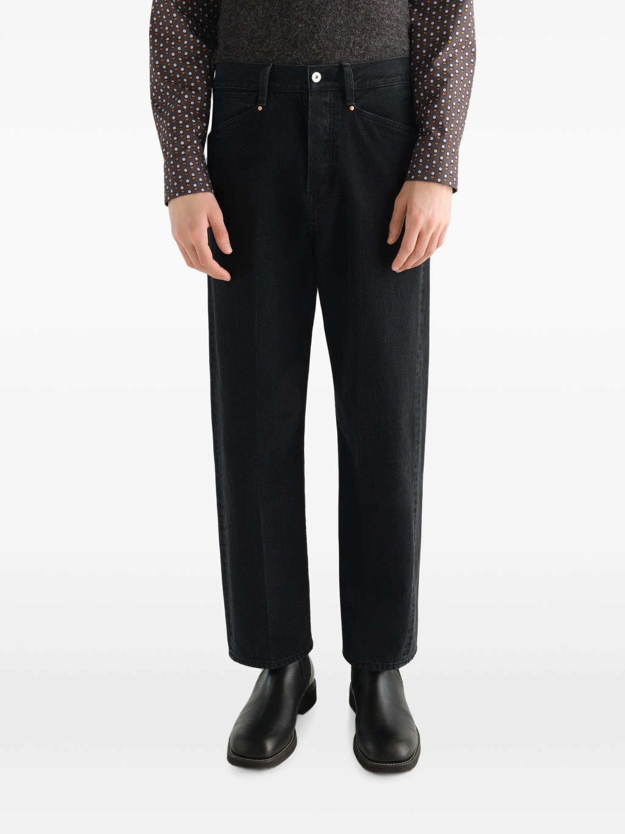 straight five-pocket pants in washed selvedge denim