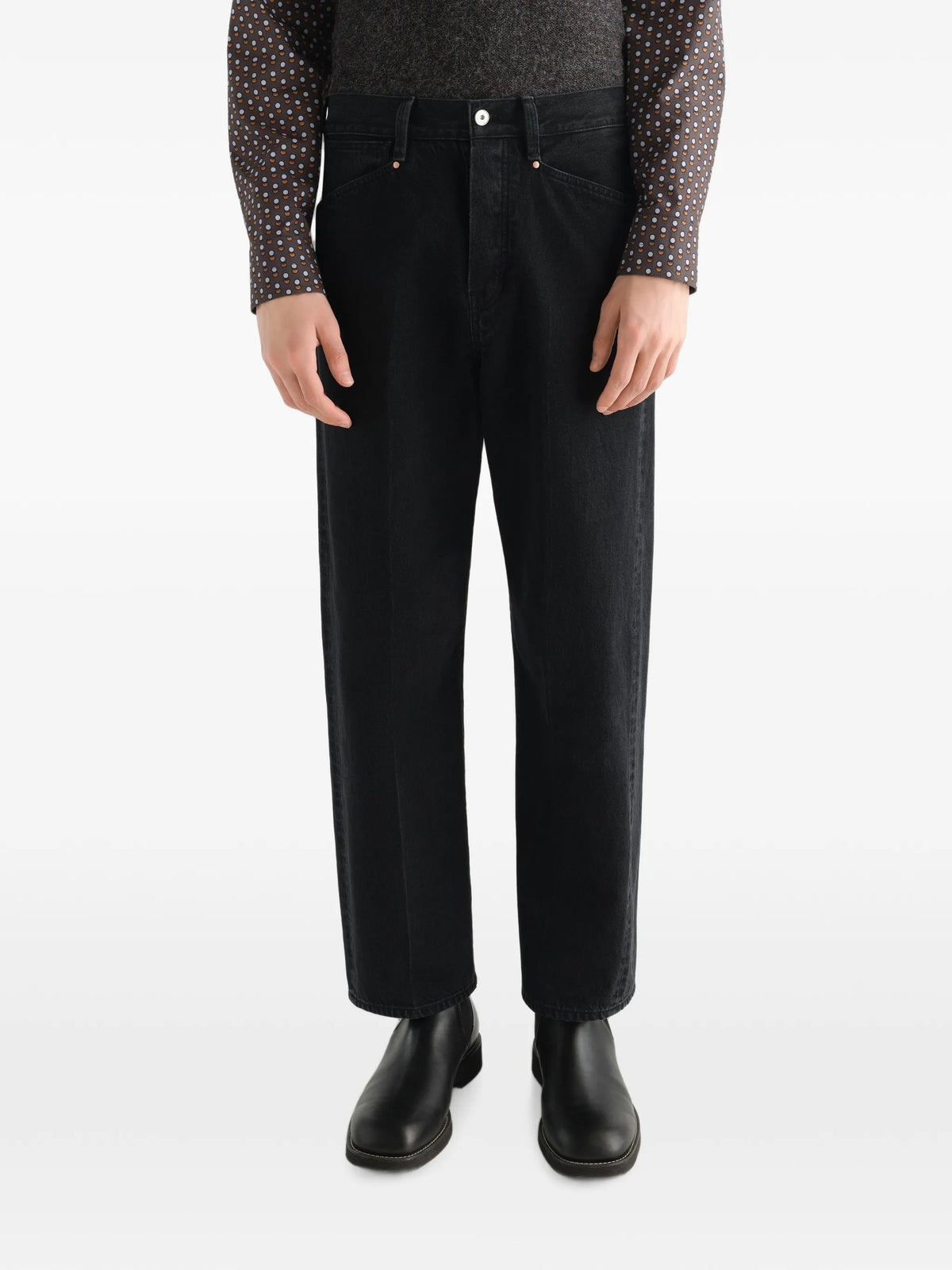 straight five-pocket pants in washed selvedge denim