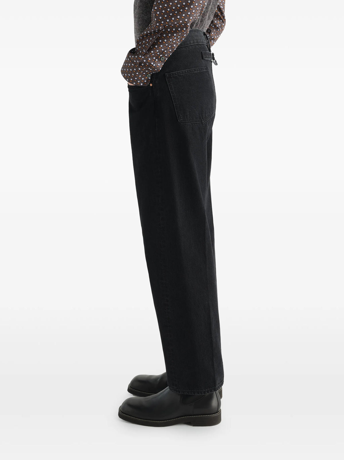 straight five-pocket pants in washed selvedge denim