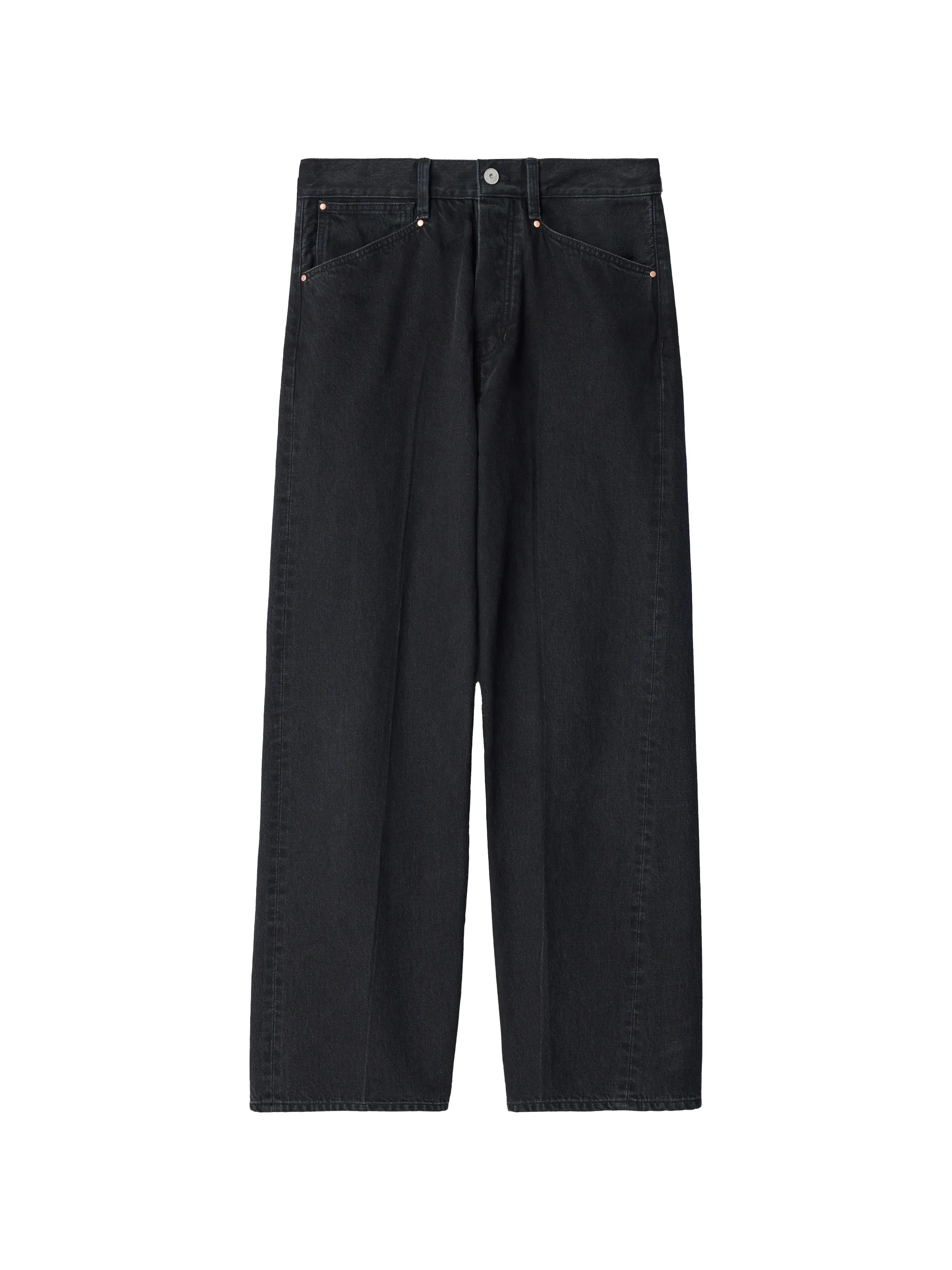 straight five-pocket pants in washed selvedge denim