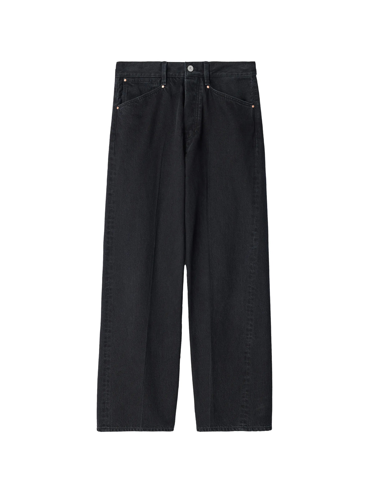 straight five-pocket pants in washed selvedge denim