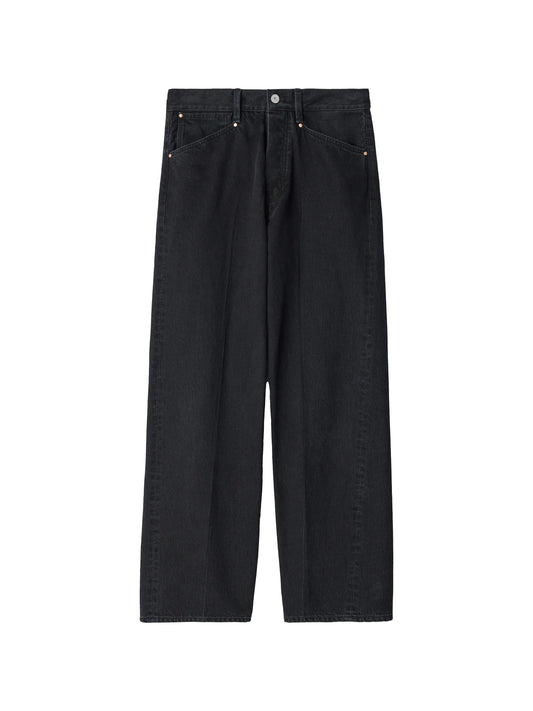 straight five-pocket pants in washed selvedge denim