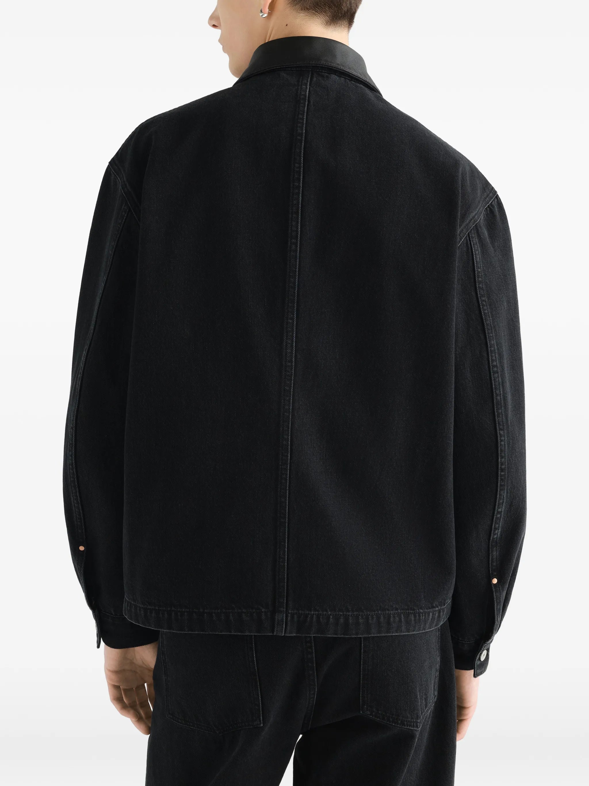 workwear overshirt in black selvedge denim