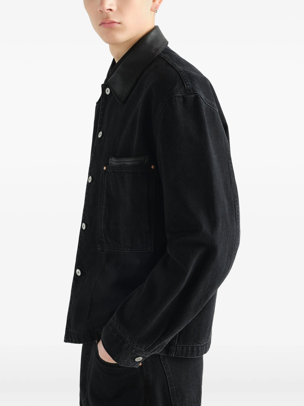 workwear overshirt in black selvedge denim
