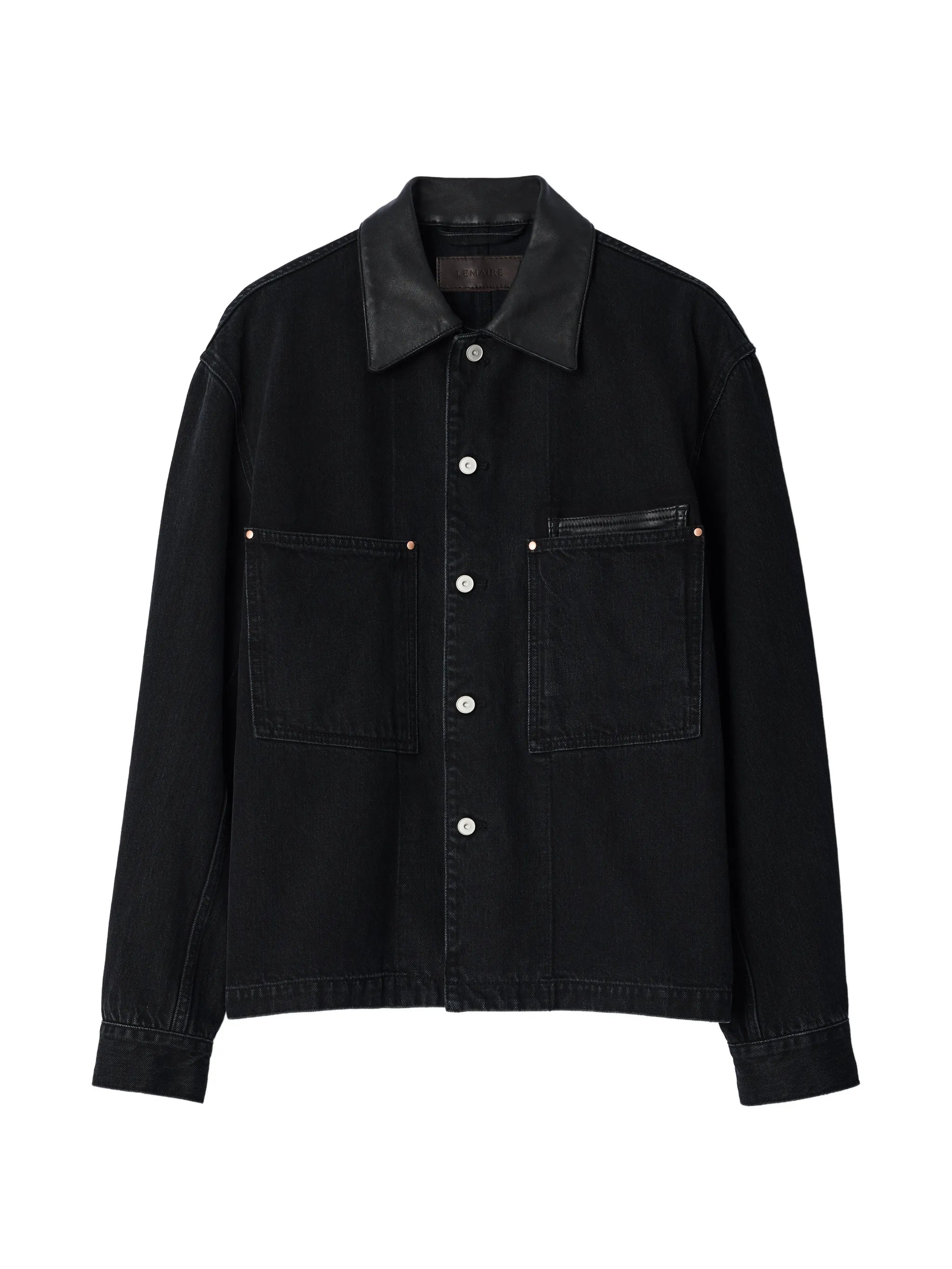 workwear overshirt in black selvedge denim