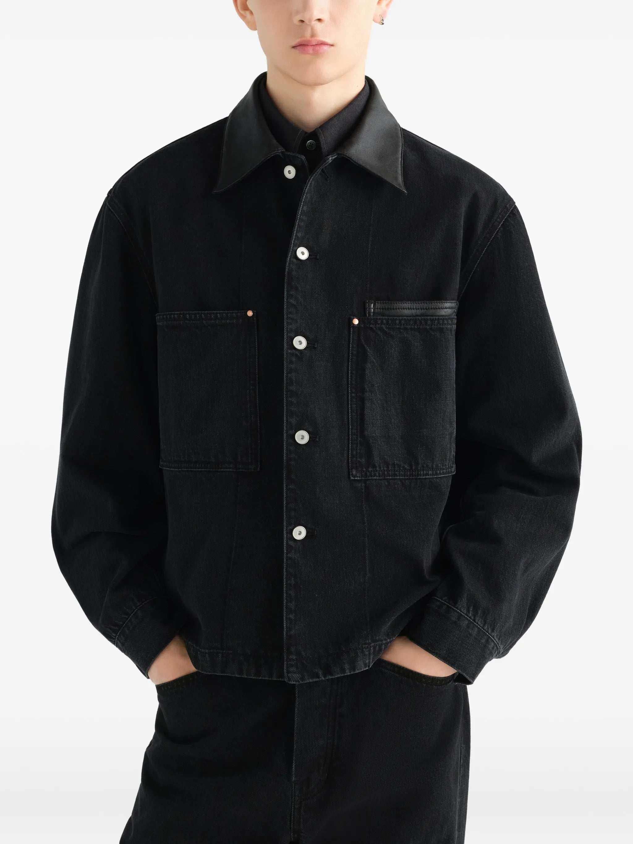 workwear overshirt in black selvedge denim