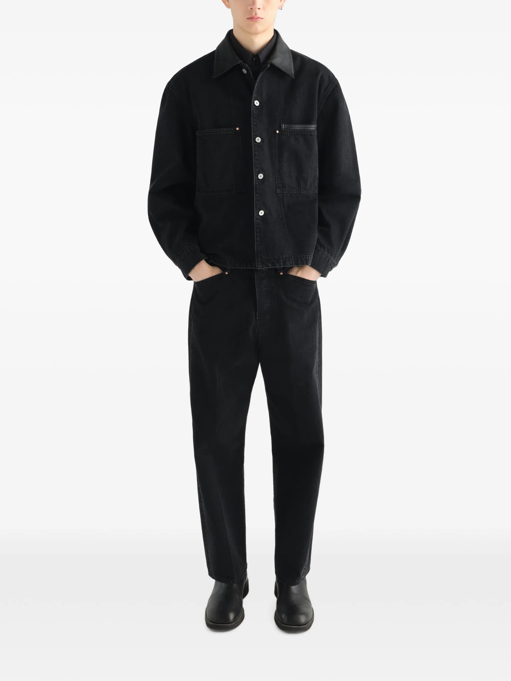 workwear overshirt in black selvedge denim