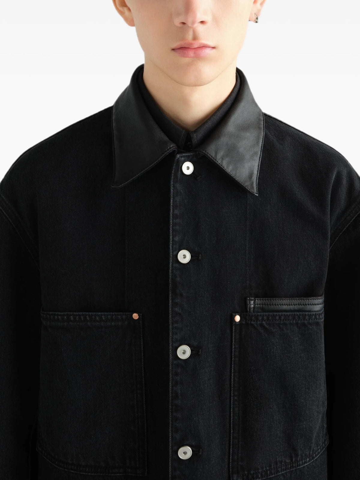 workwear overshirt in black selvedge denim