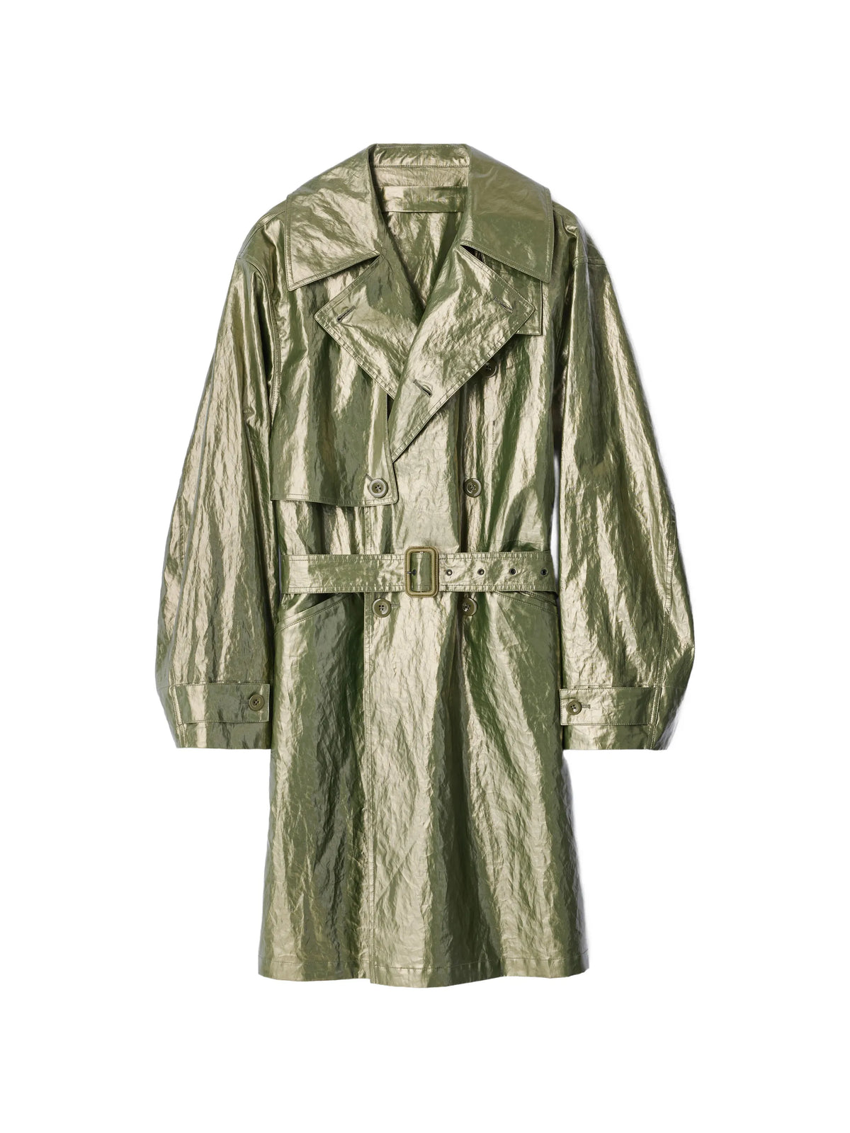trench coat in water-repellent shiny coated linen