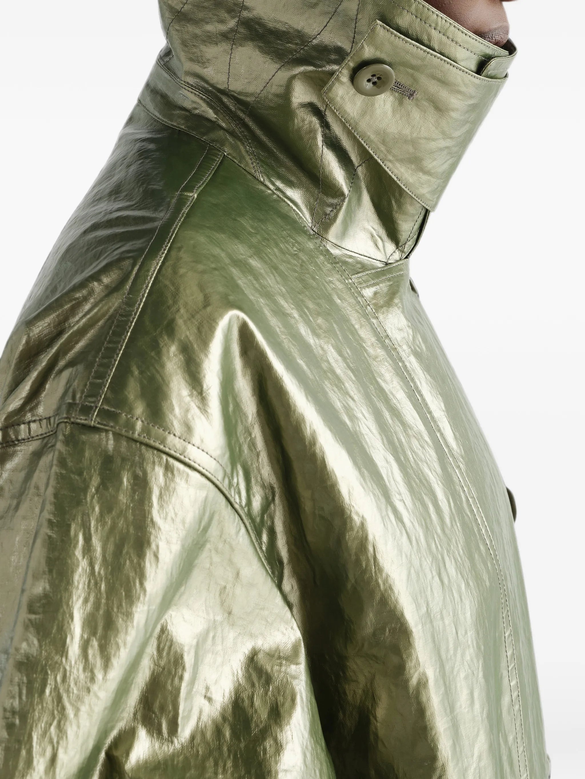 trench coat in water-repellent shiny coated linen