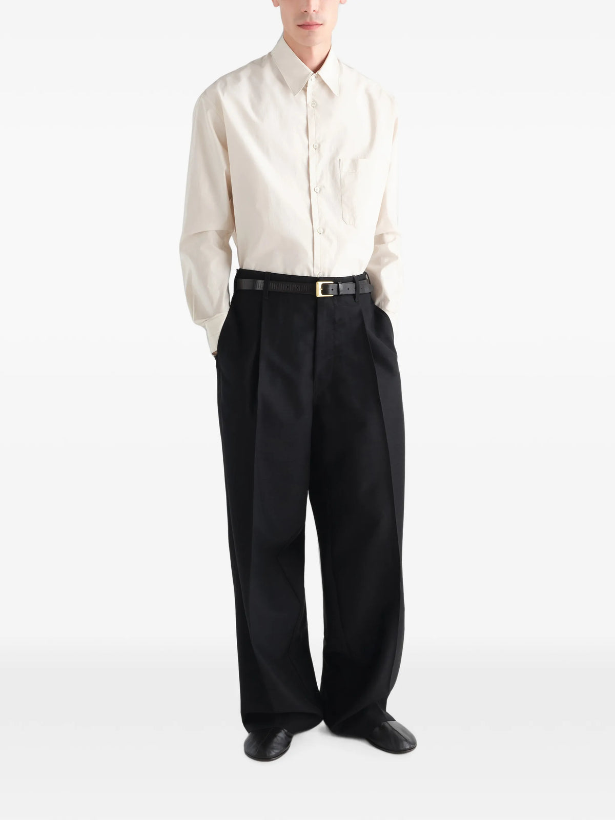regular shirt in washed cotton silk