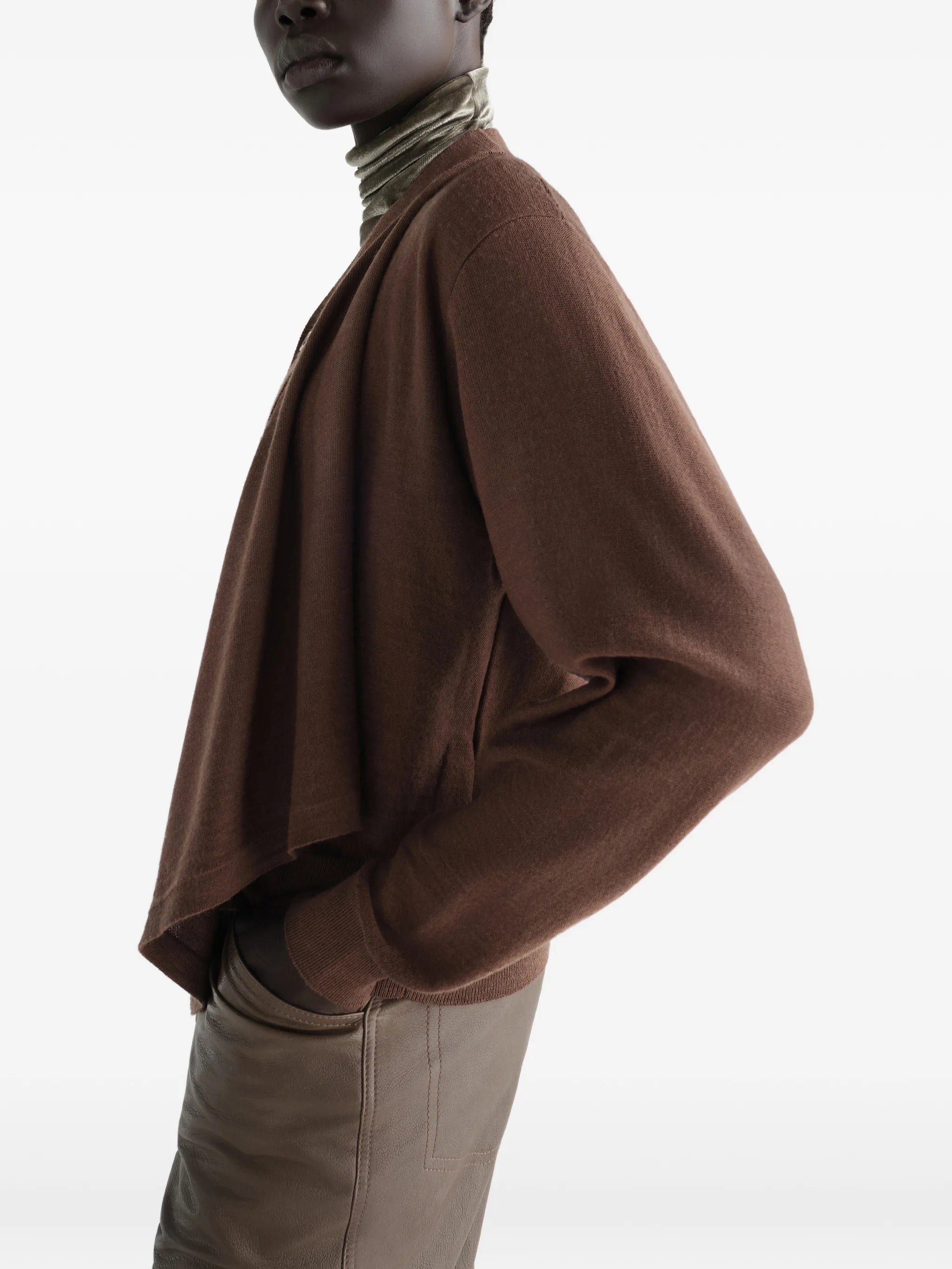 Trompe-l’œil cardigan in merino wool blend