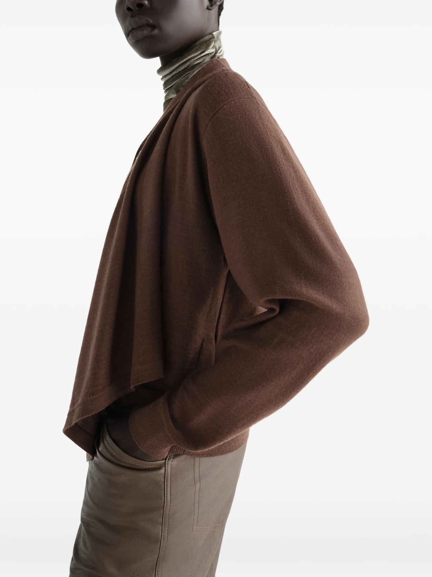 Trompe-l’œil cardigan in merino wool blend