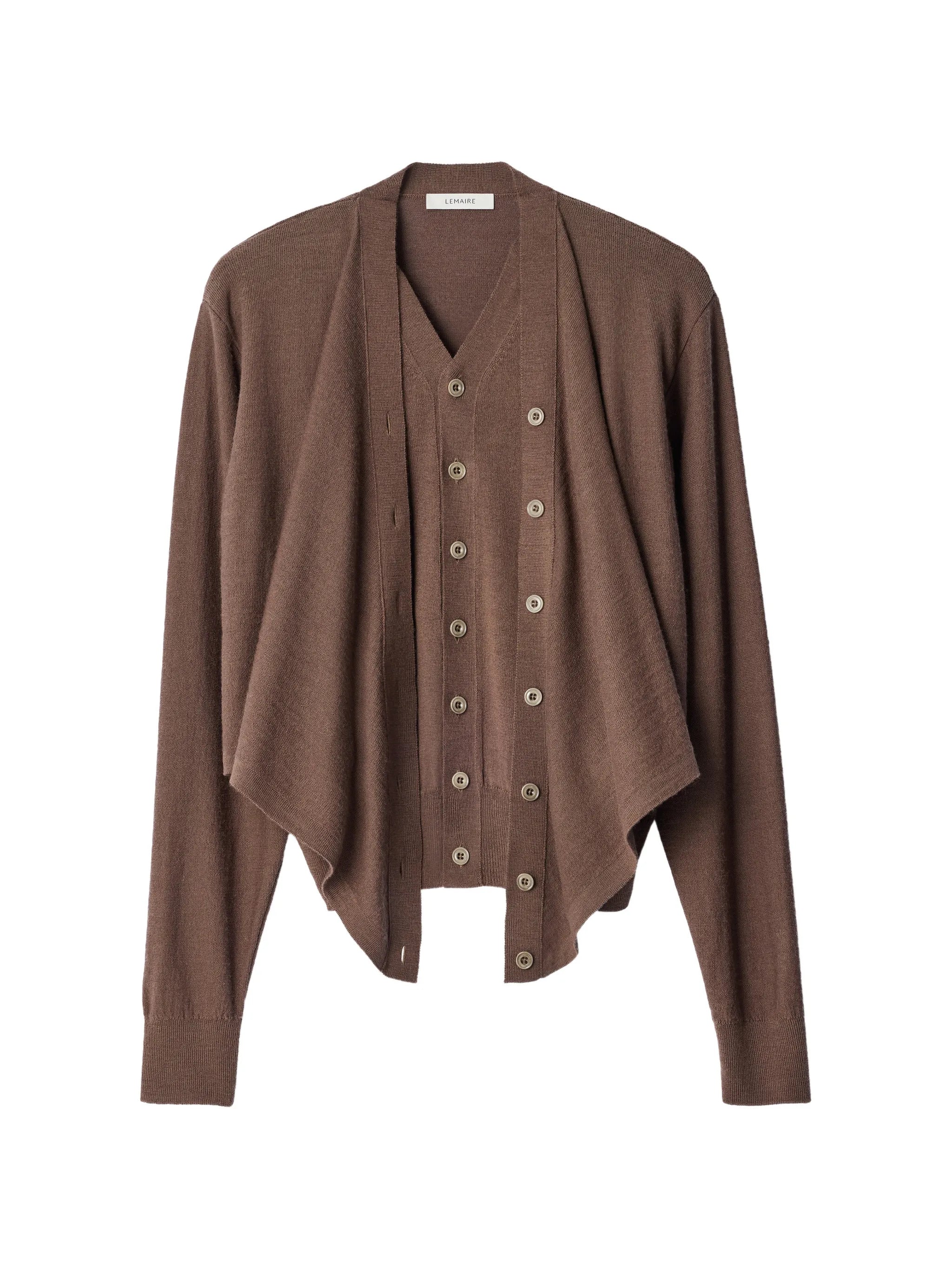 Trompe-l’œil cardigan in merino wool blend