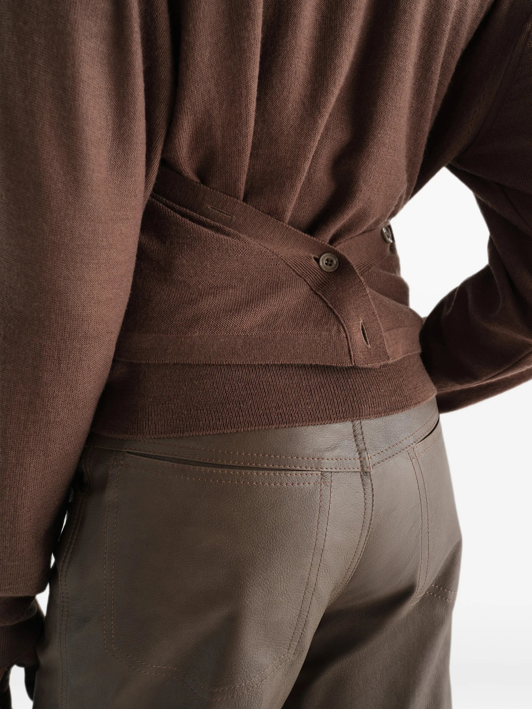 Trompe-l’œil cardigan in merino wool blend