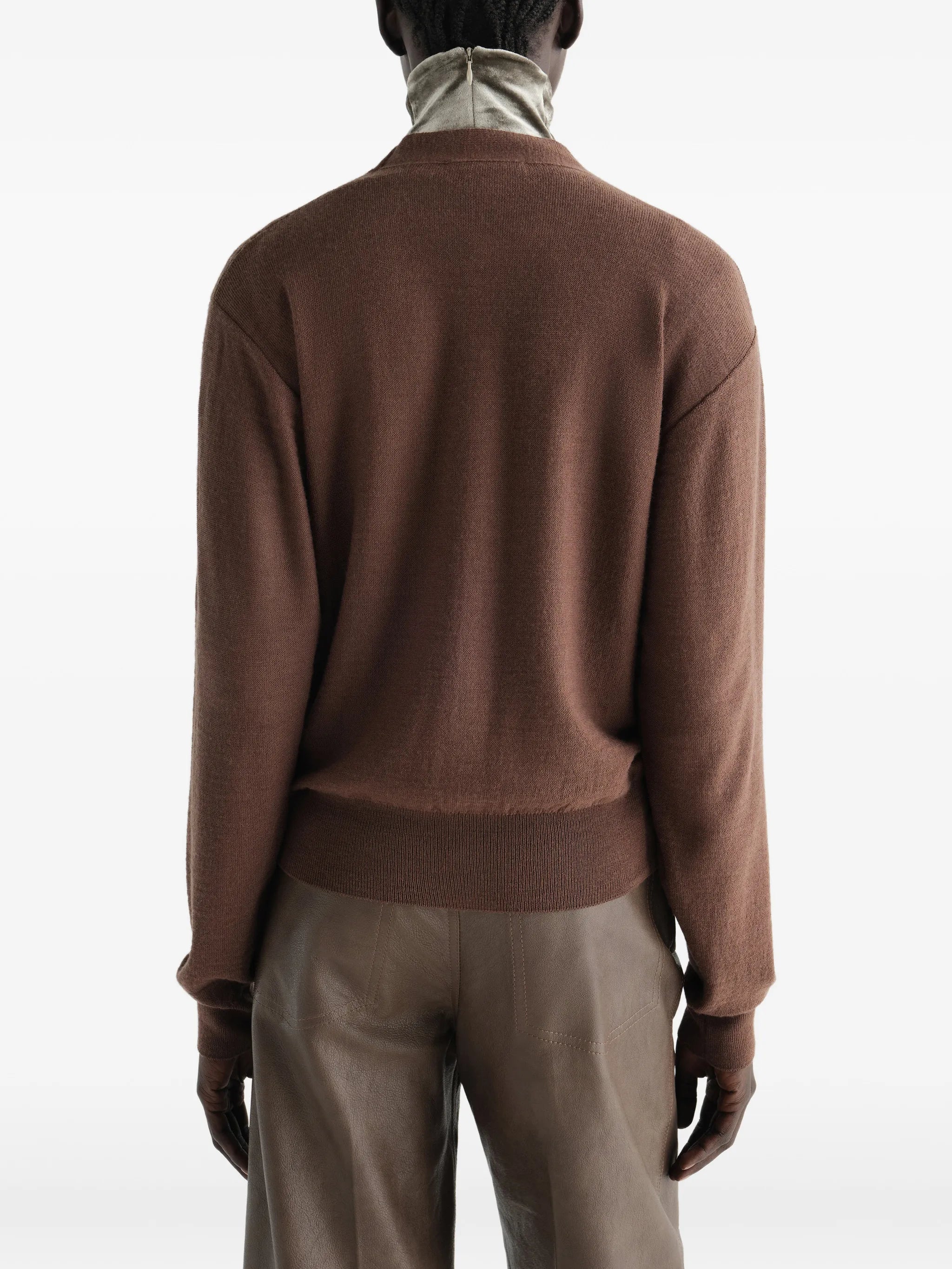 Trompe-l’œil cardigan in merino wool blend