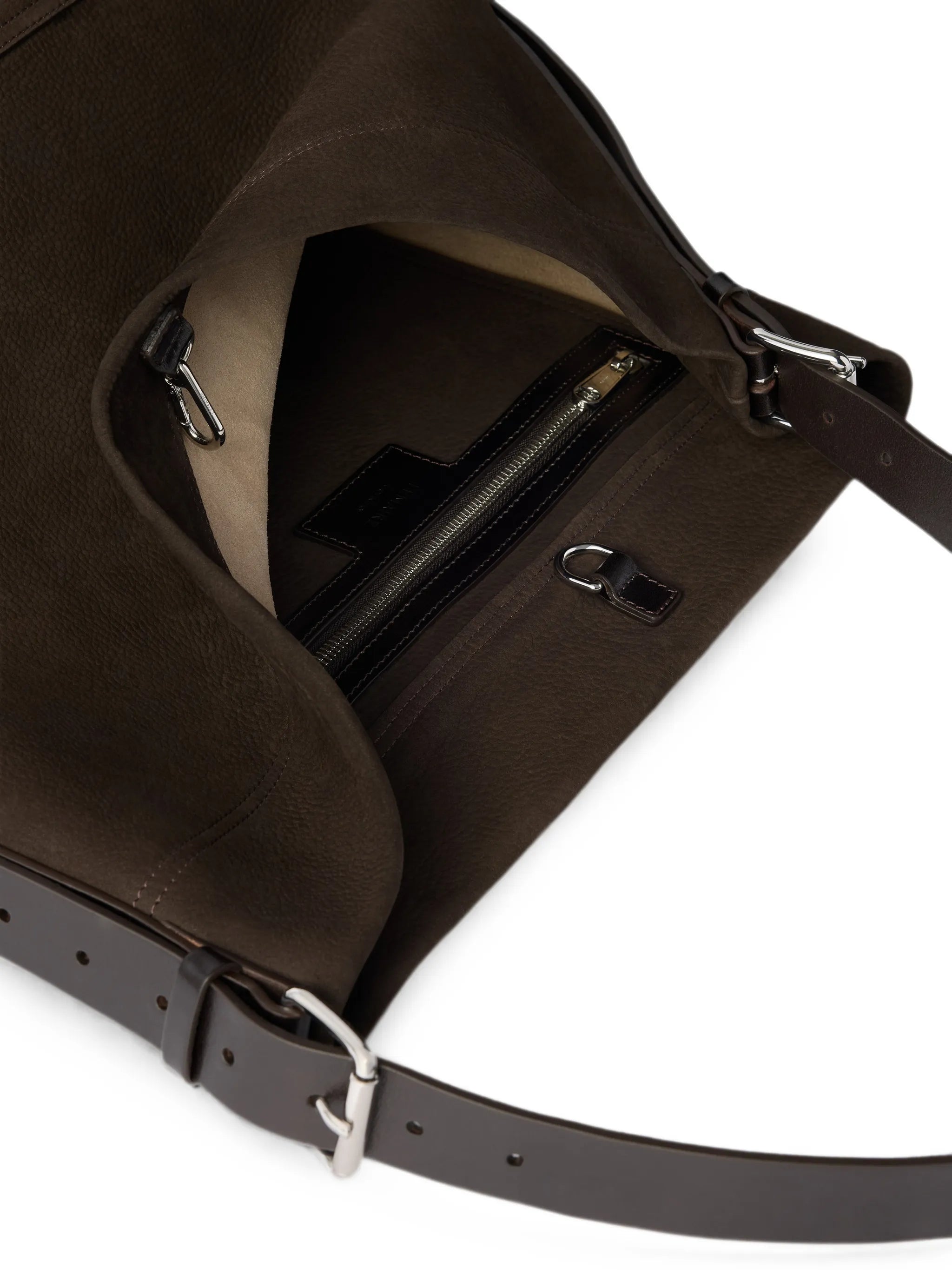 Belted tote bag in alpaca nubuck