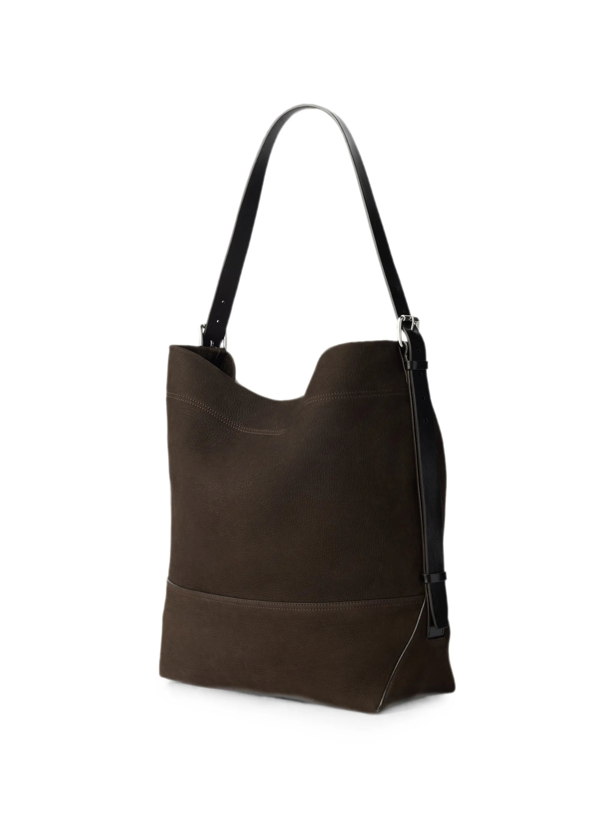 Belted tote bag in alpaca nubuck