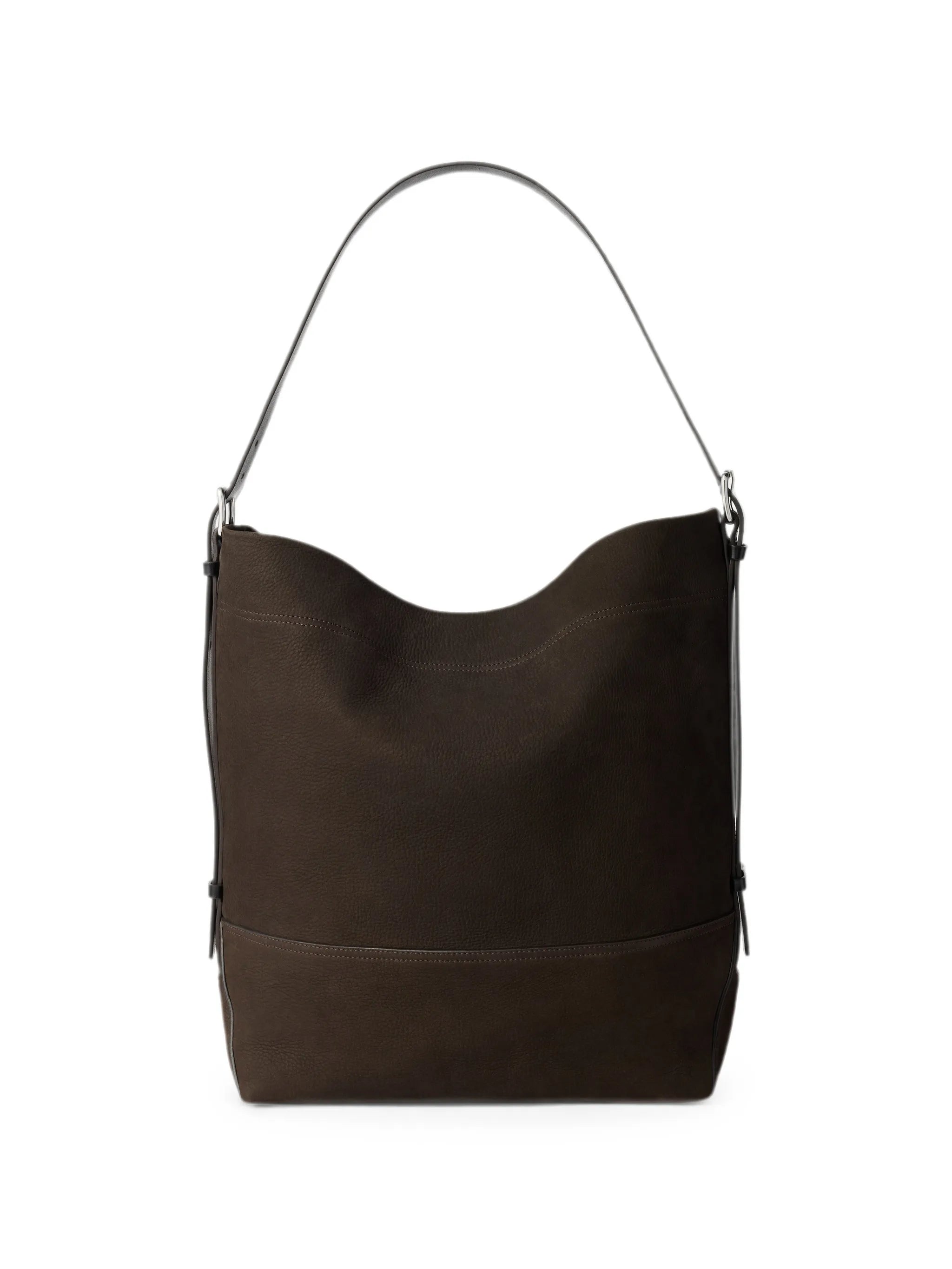 Belted tote bag in alpaca nubuck