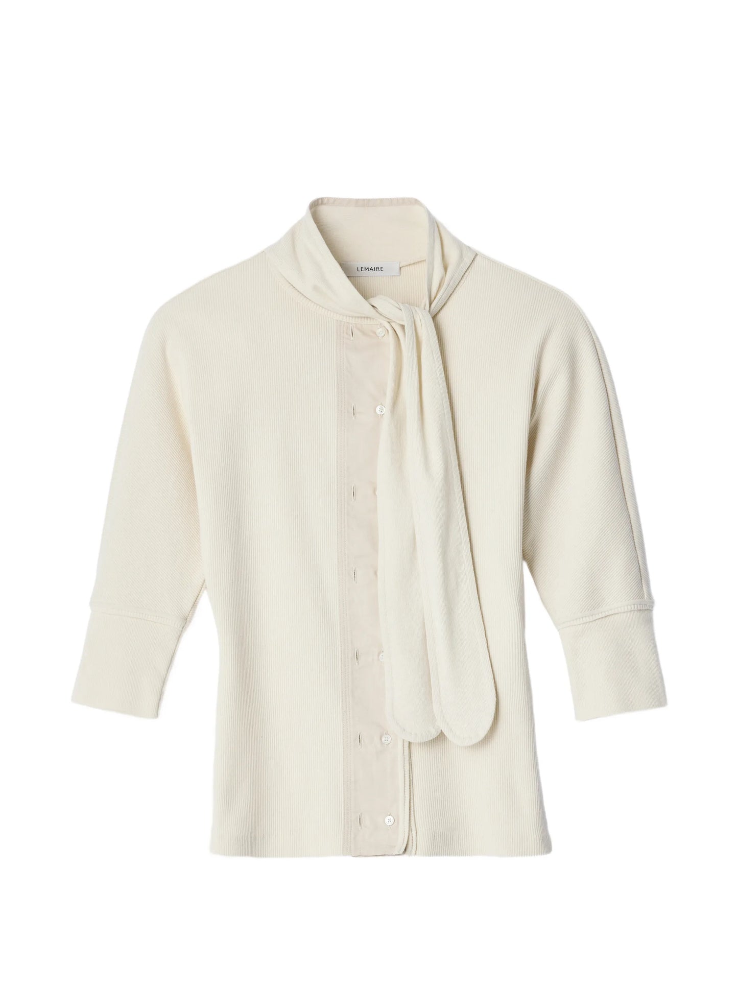Ascot T-shirt in linen and cotton ribbed jersey