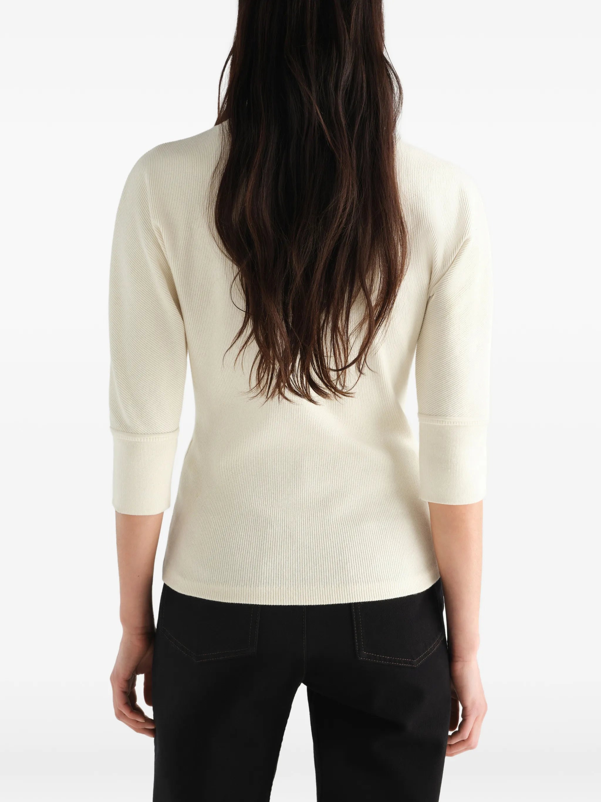 Ascot T-shirt in linen and cotton ribbed jersey